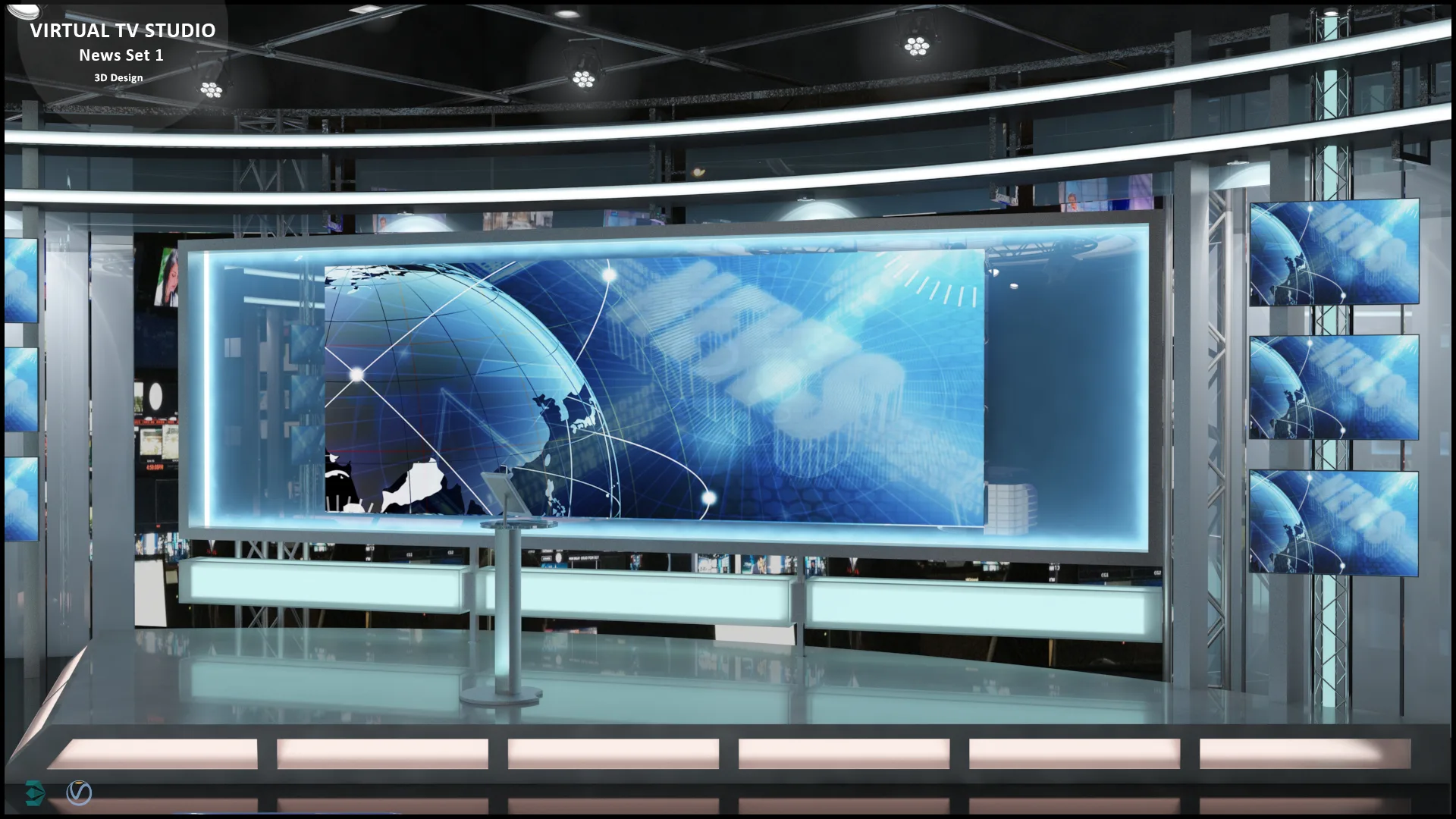 Virtual TV Studio News Set 1