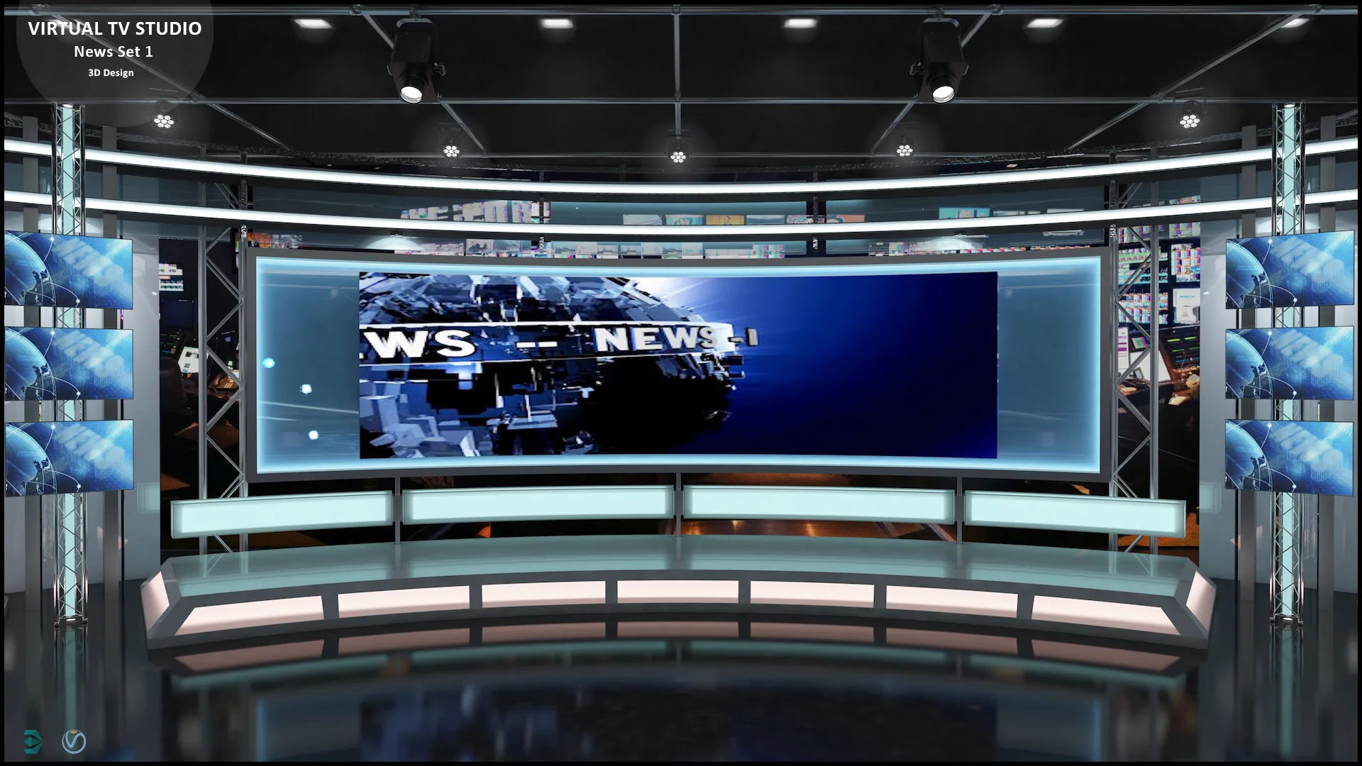 Virtual TV Studio News Set 1