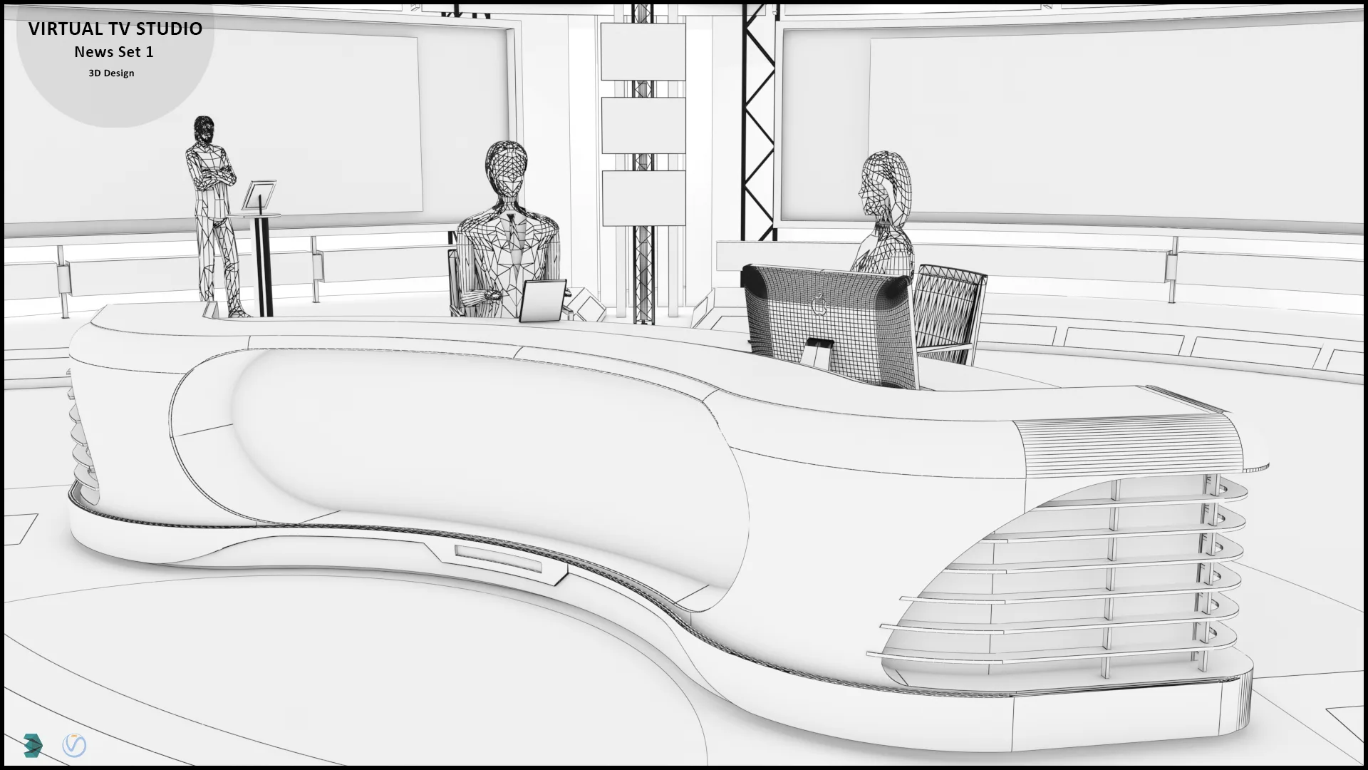 Virtual TV Studio News Set 1