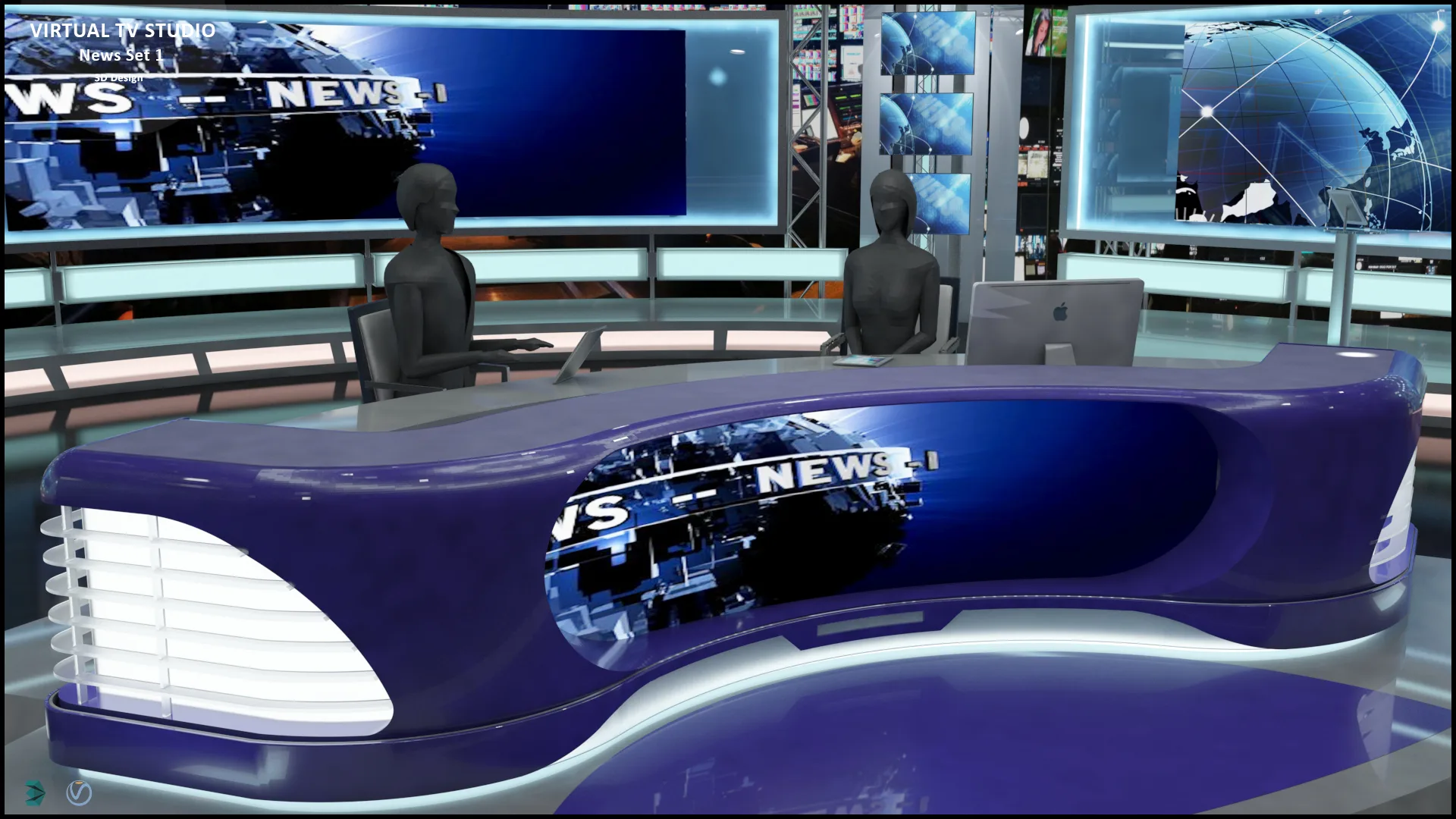 Virtual TV Studio News Set 1