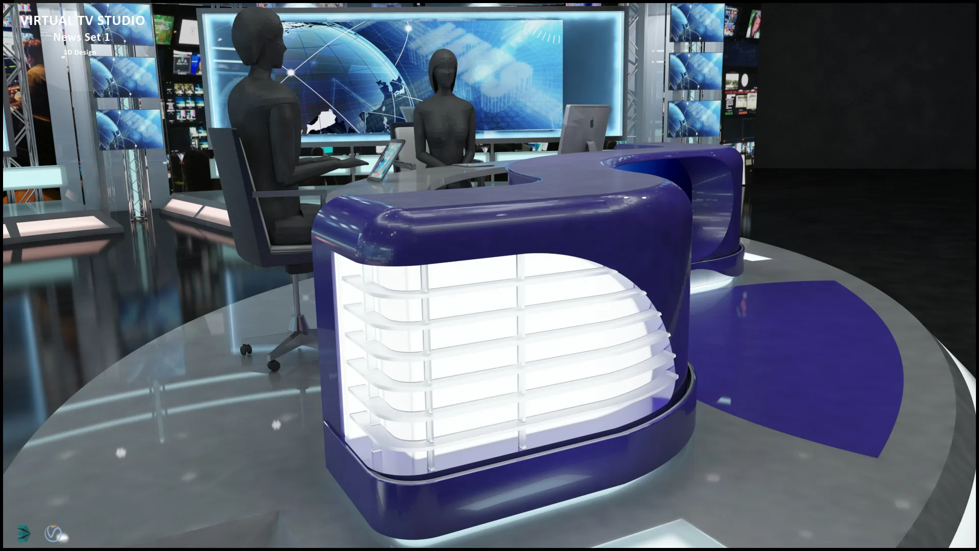 Virtual TV Studio News Set 1