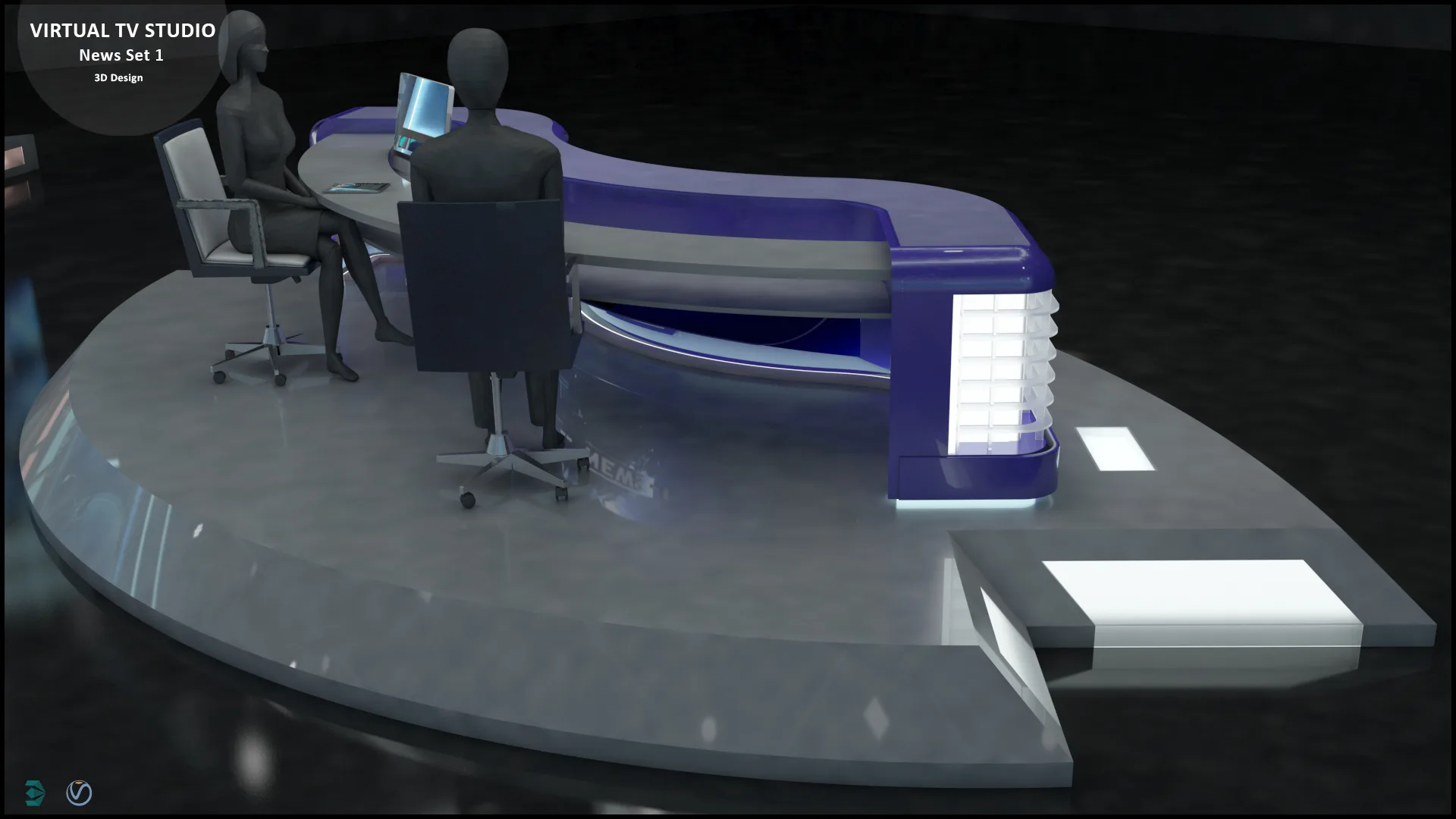 Virtual TV Studio News Set 1