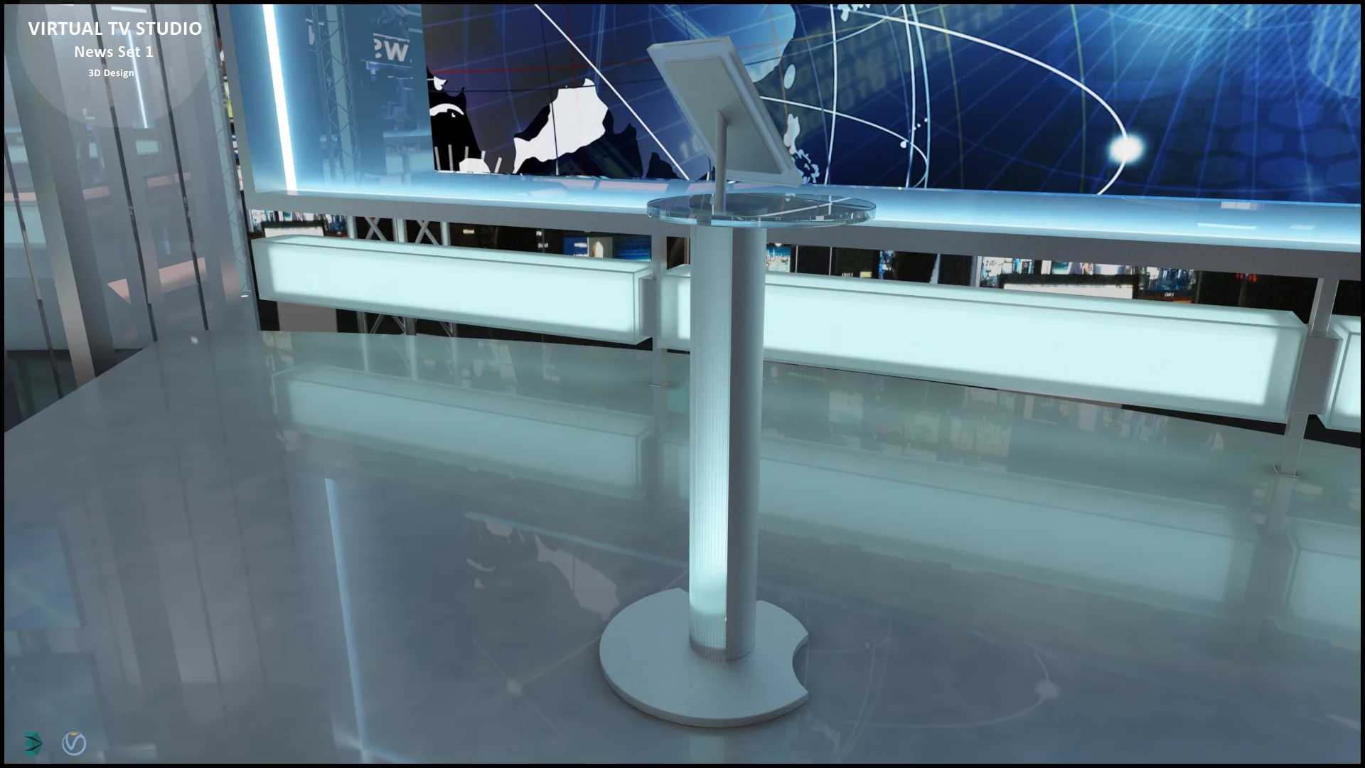 Virtual TV Studio News Set 1