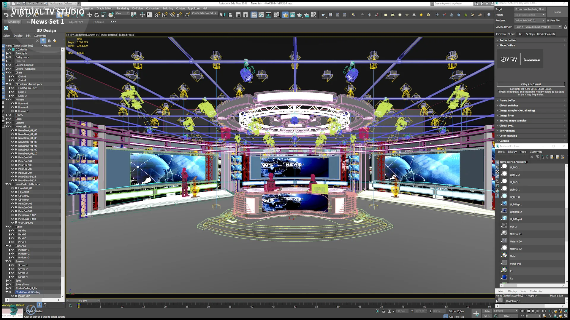 Virtual TV Studio News Set 1