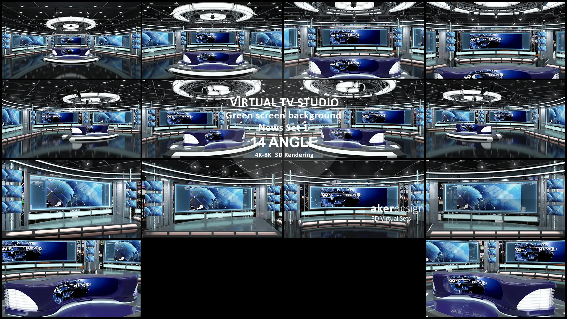 Virtual TV Studio News Set 1