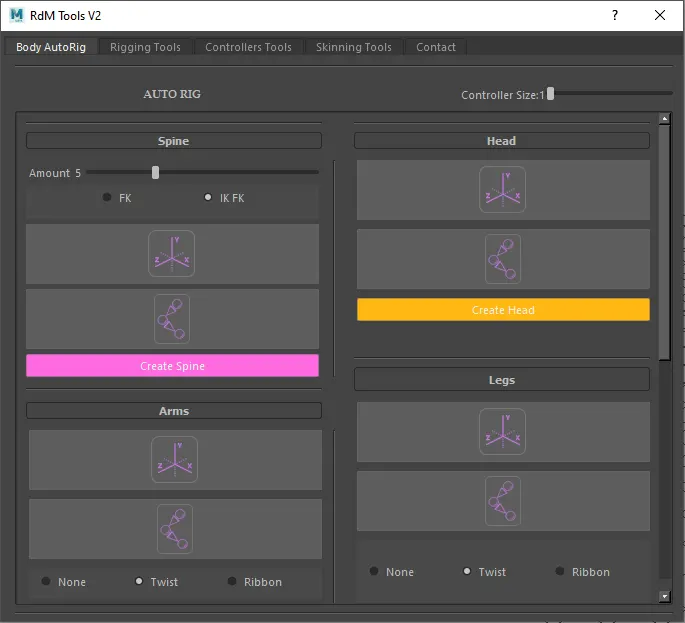 RdM Tools V2 - Easy Rigging Tool for Maya (Not compatible with maya 2022 or later)