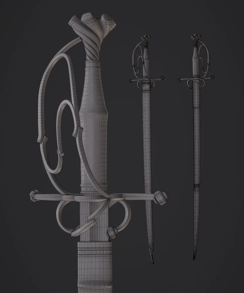 Swiss Saber 16th Century - Low-Poly 3D model