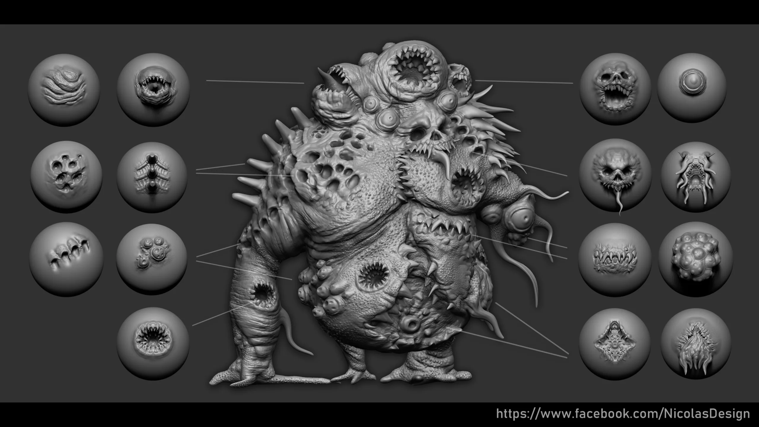 Zbrush + Blender - Horror VDM Brush