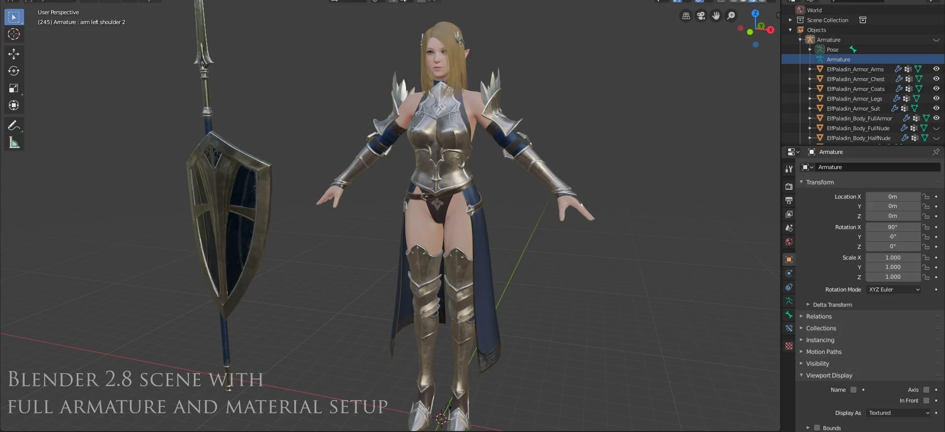 Elf Paladin - Game Ready