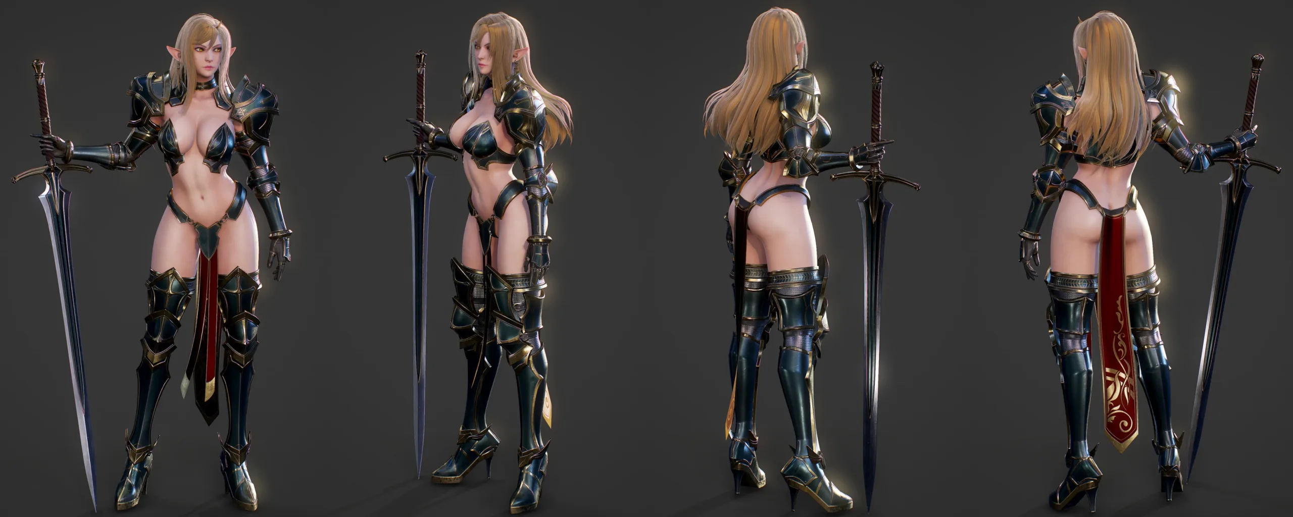 Elf Swordmaster - Game Ready