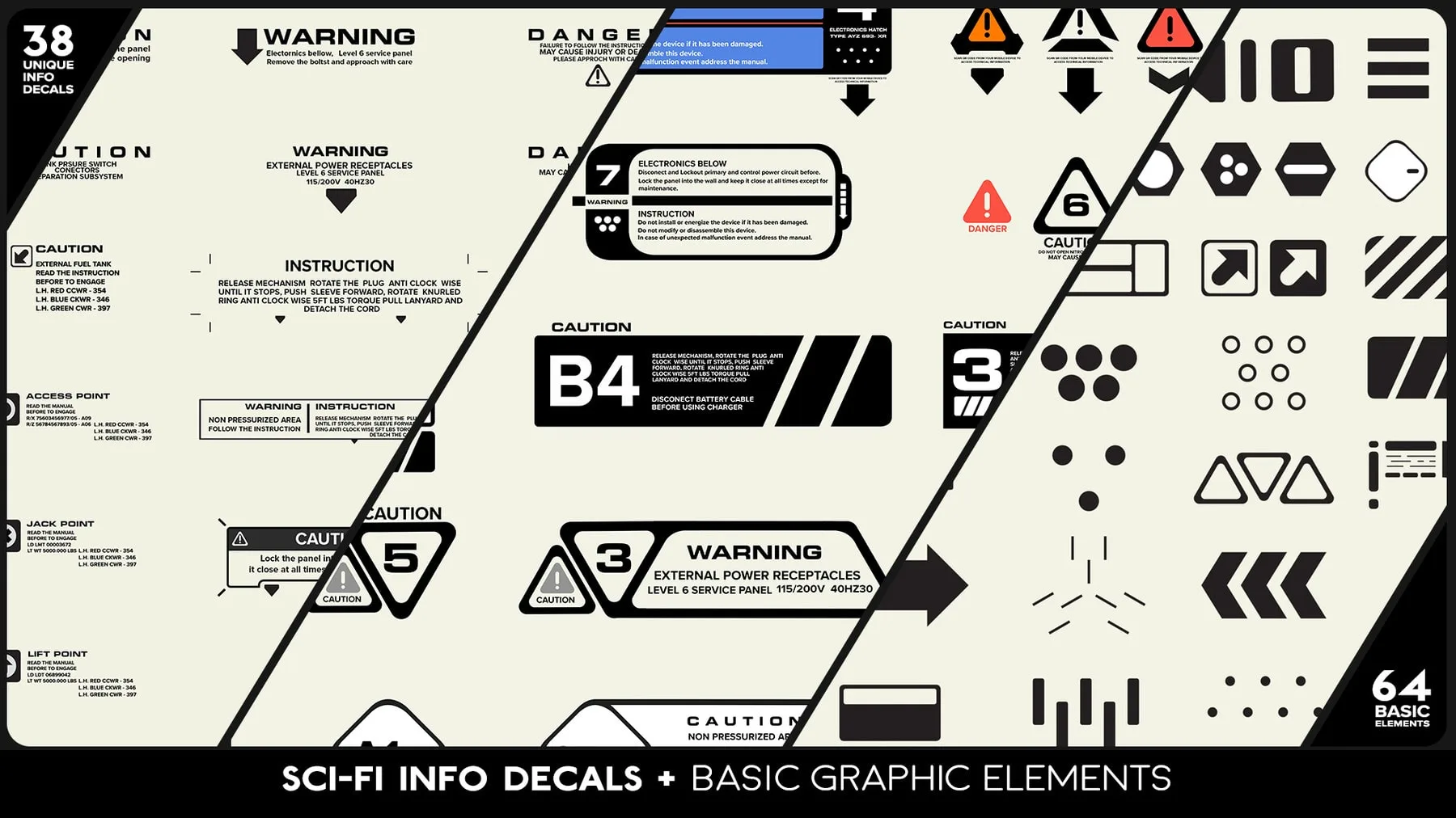 SCI-FI Info Decals + Basic Graphic Elements