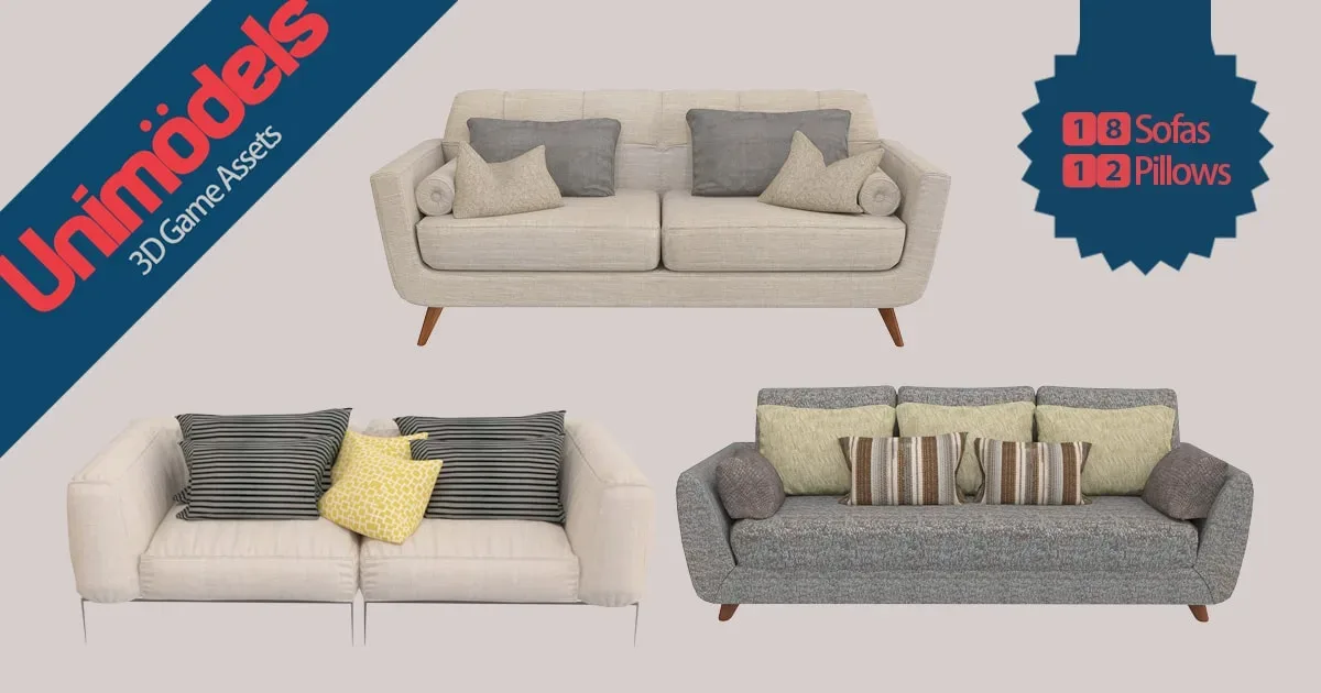 Unimodels Sofas & Pillows Vol.1 for UE4