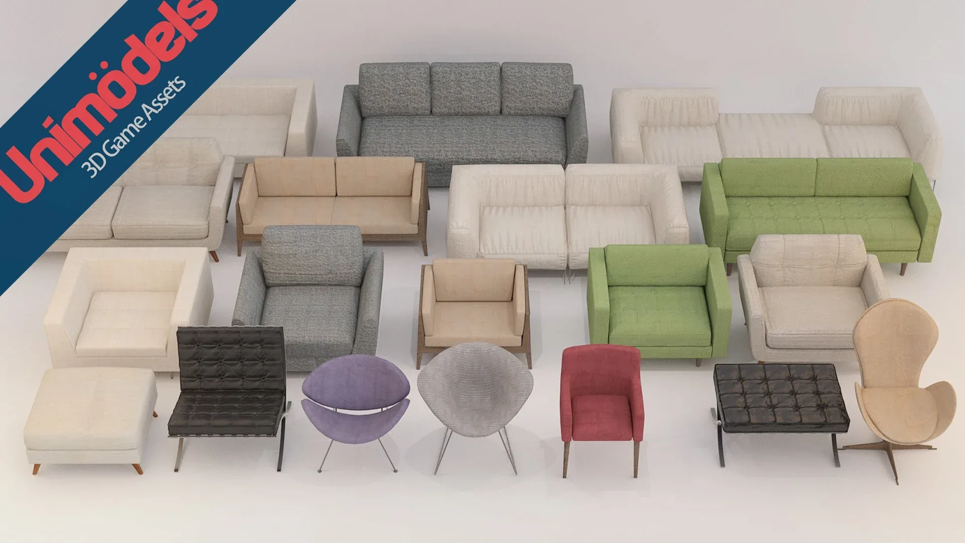 Unimodels Sofas & Pillows Vol.1 for UE4