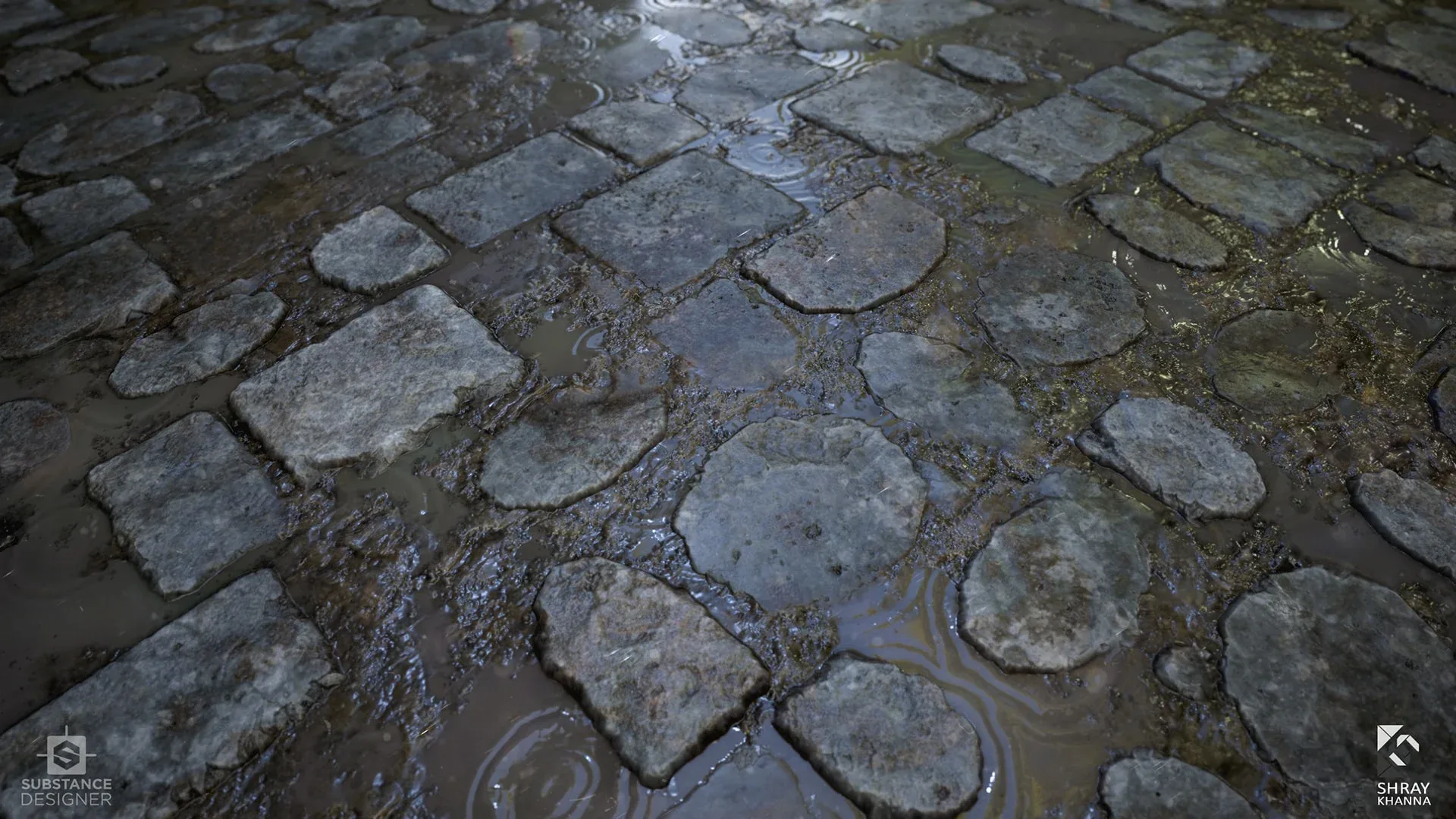 Substance Material I Textures I Wet Cobblestone Floor