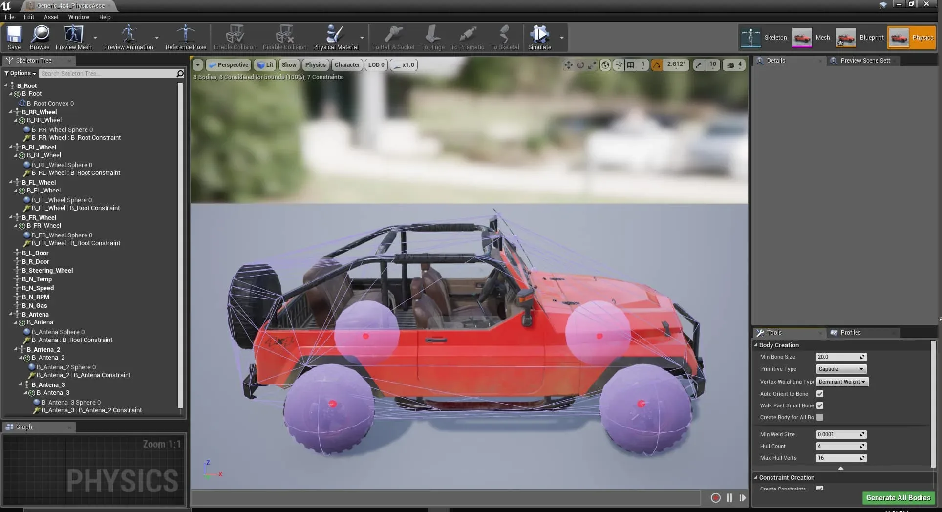 SUV 4x4 Vehicle Rigged For UE4