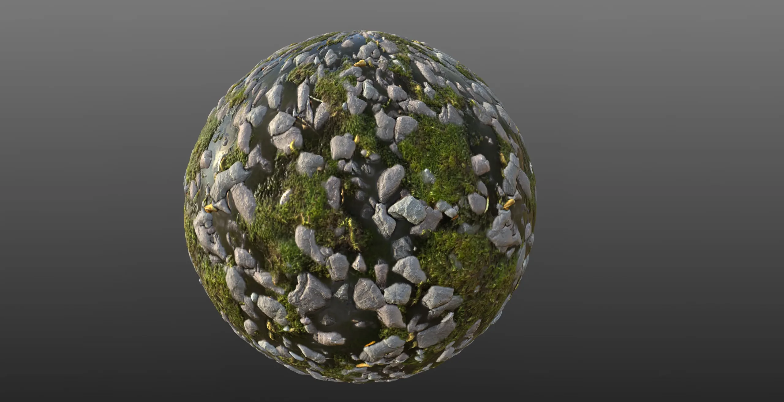 Mossy River Stones 02 - PBR Material Texture