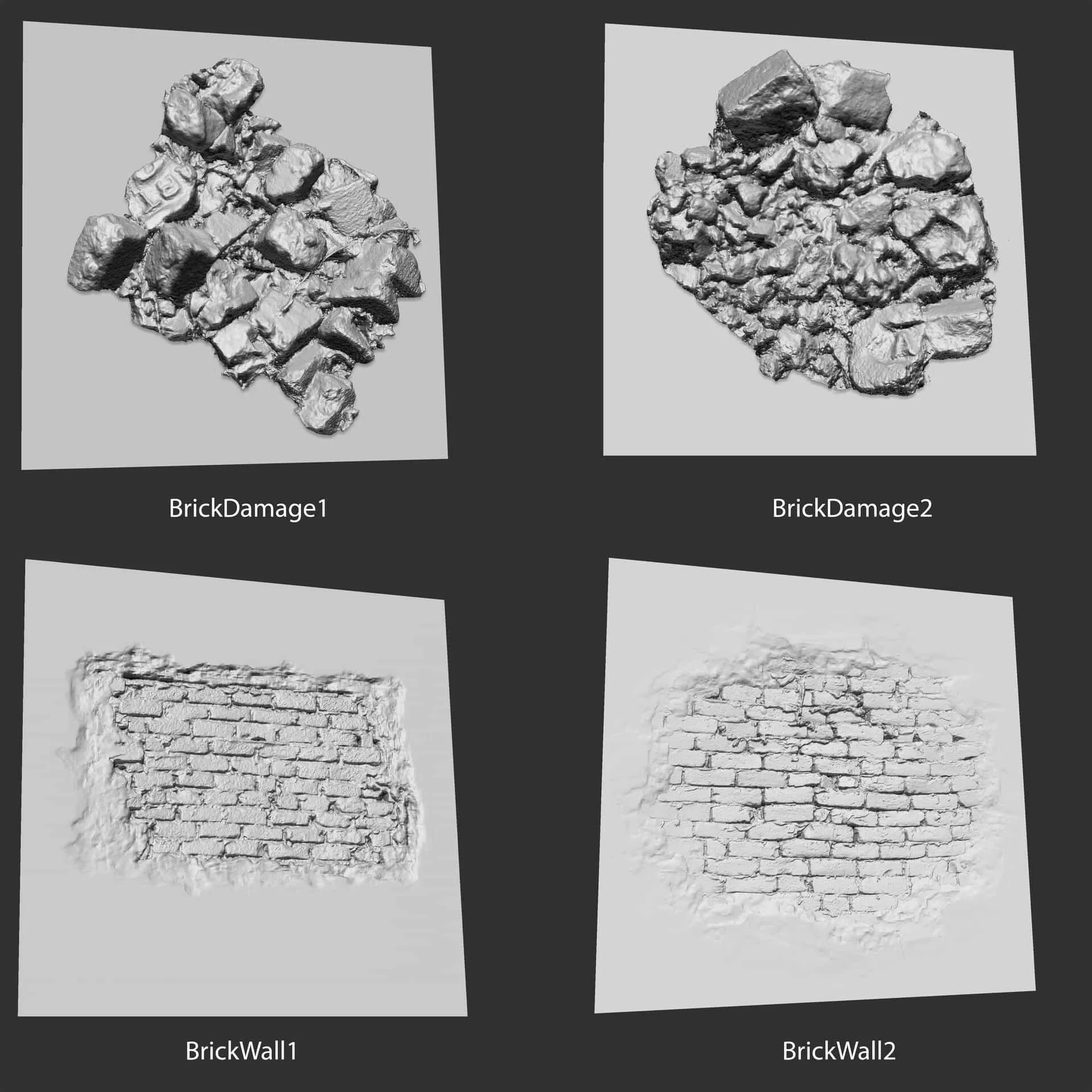 30 Stone & Brick Brushes ZBrush FlippedNormals