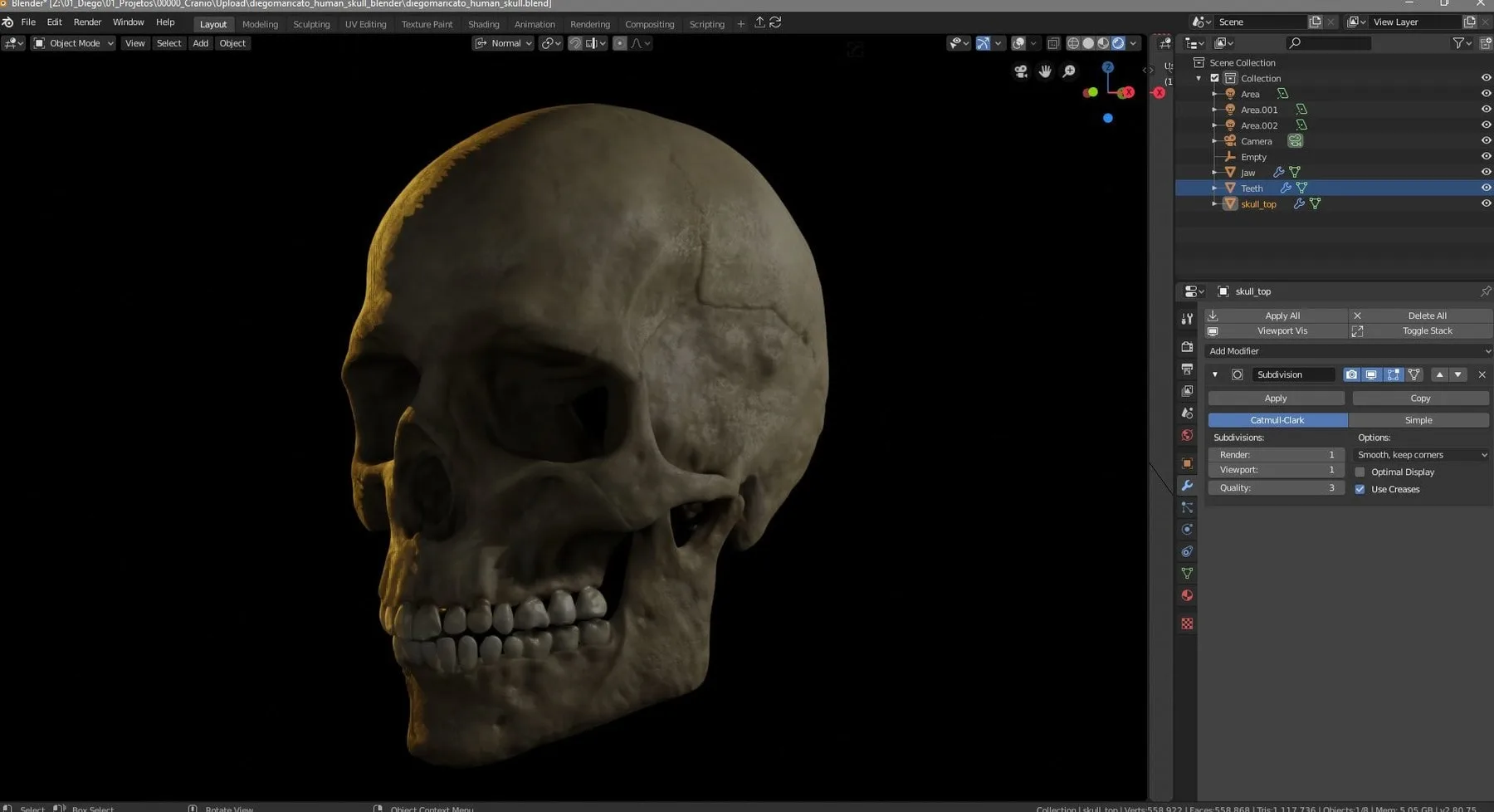 Human Skull - Blender Eevee & Cycles File