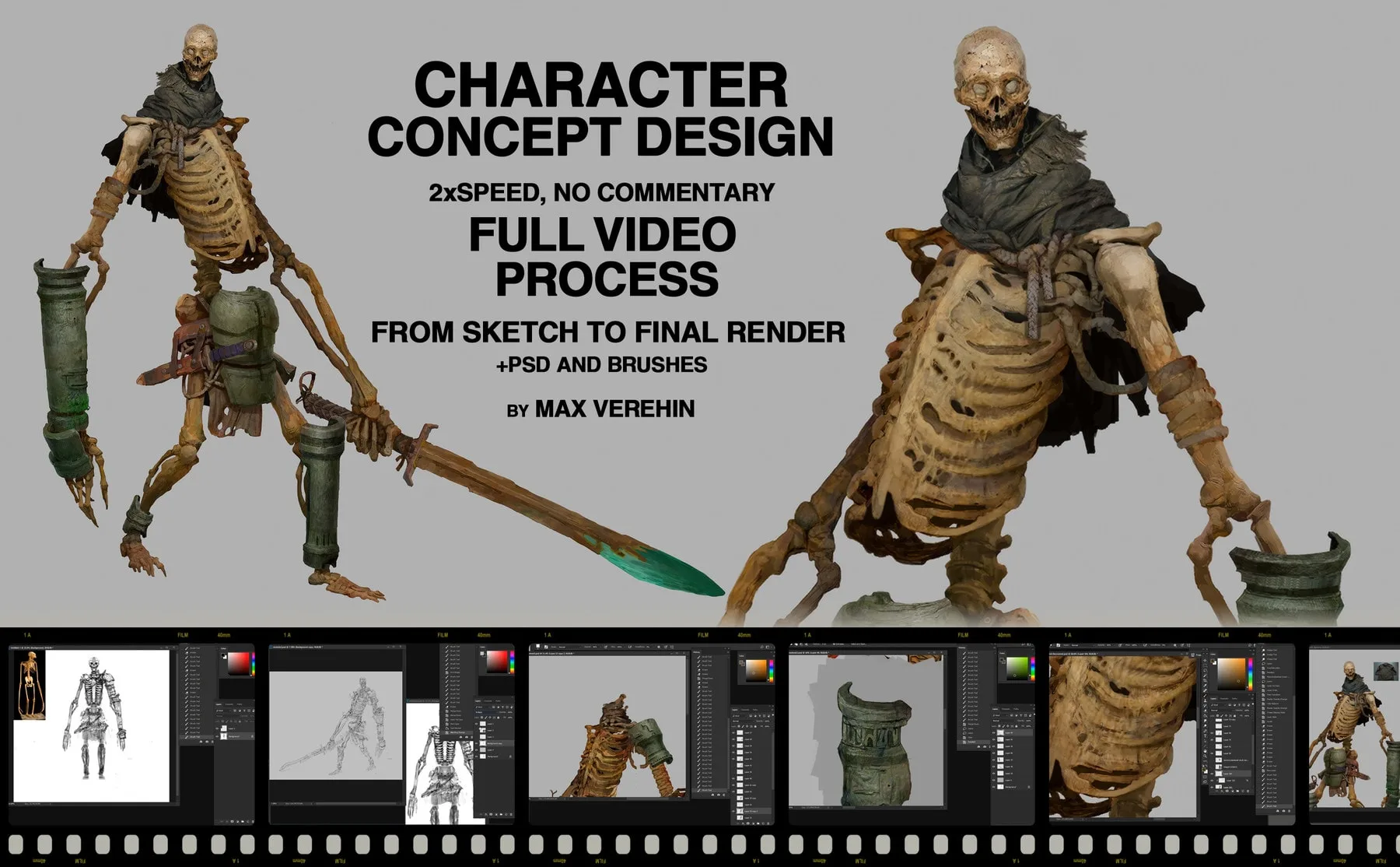 Ancient Bones Character Design - Full Video Process 2x