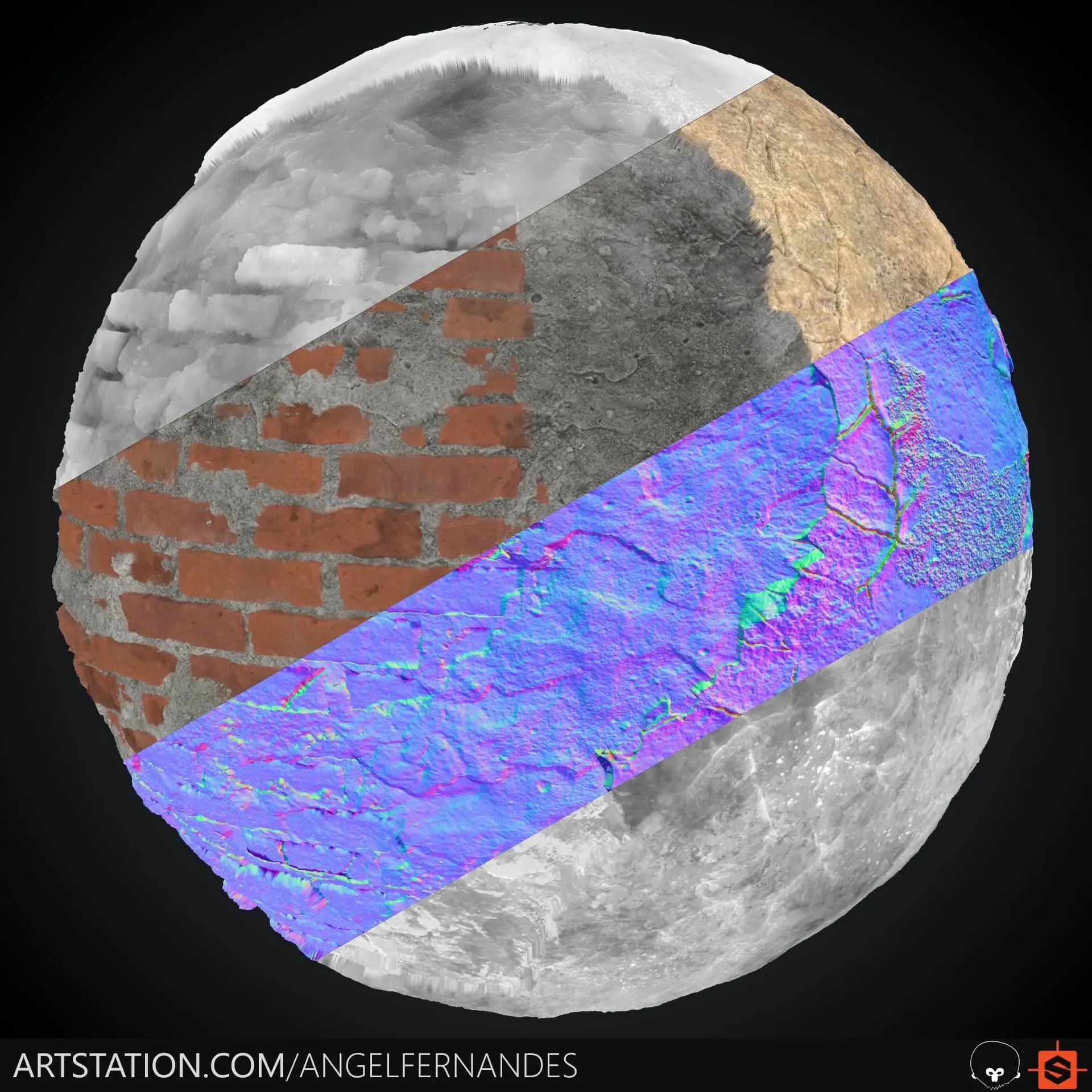 Brick Wall Blending Substance FlippedNormals