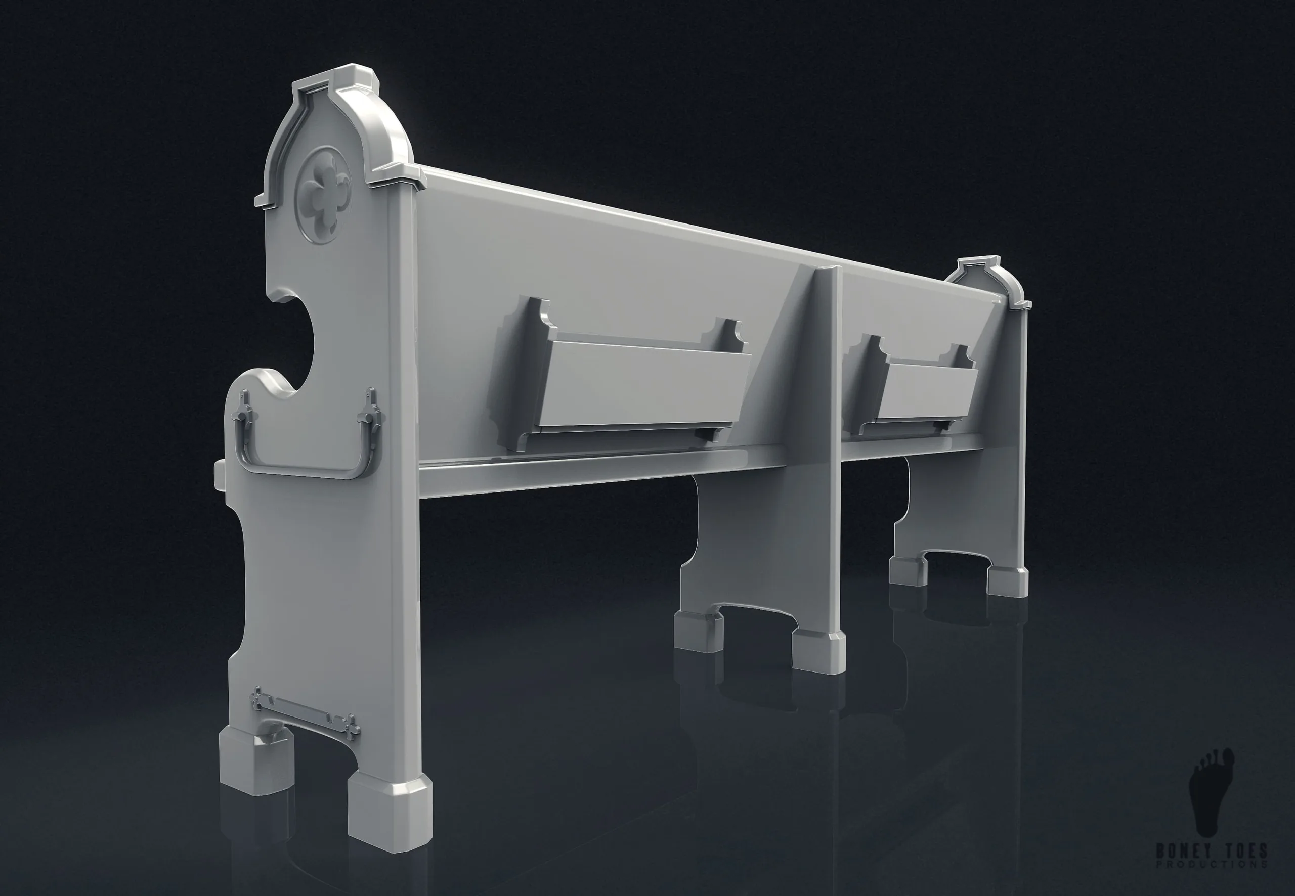 3D Church Pew Bench - High Poly