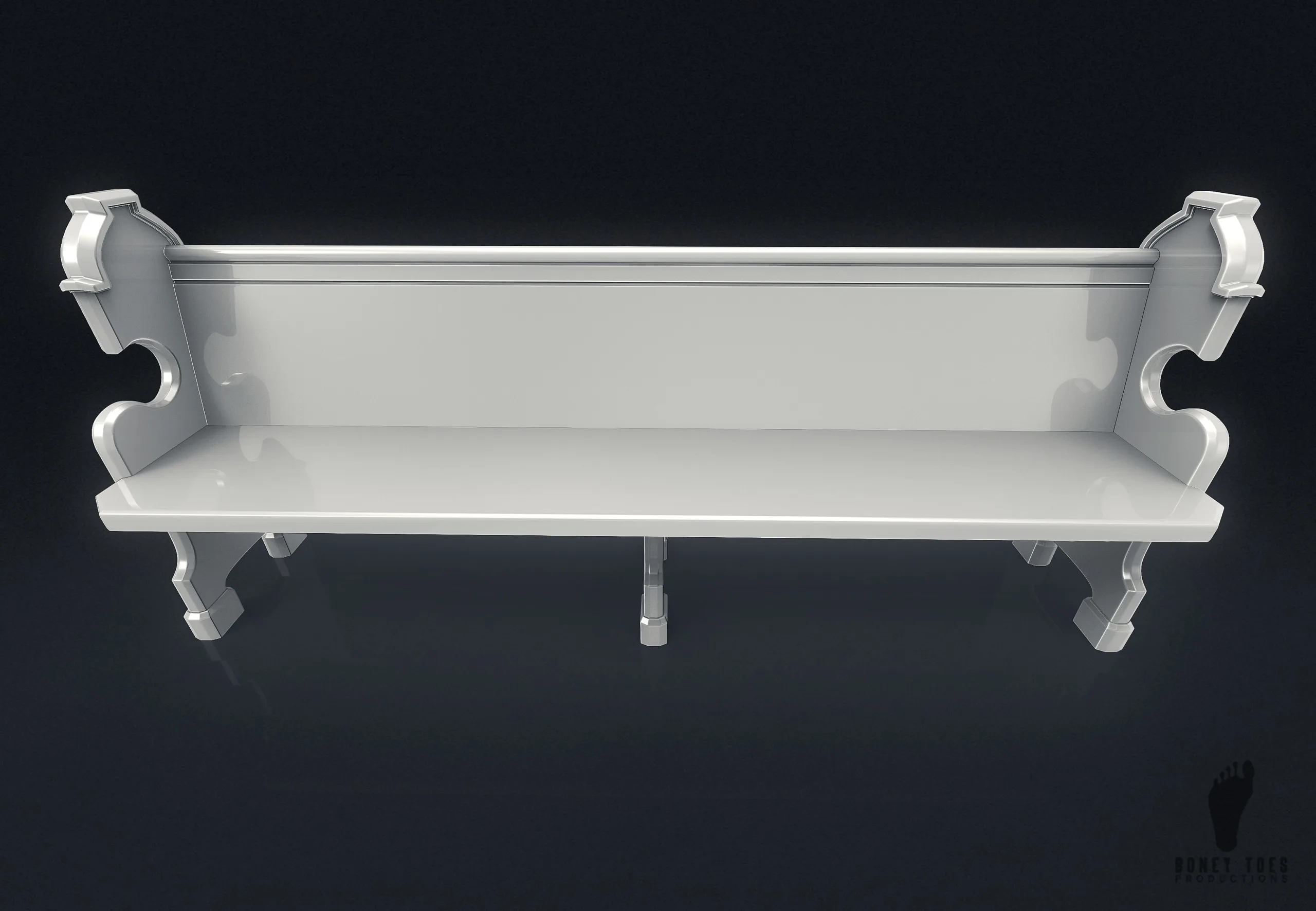 3D Church Pew Bench - High Poly