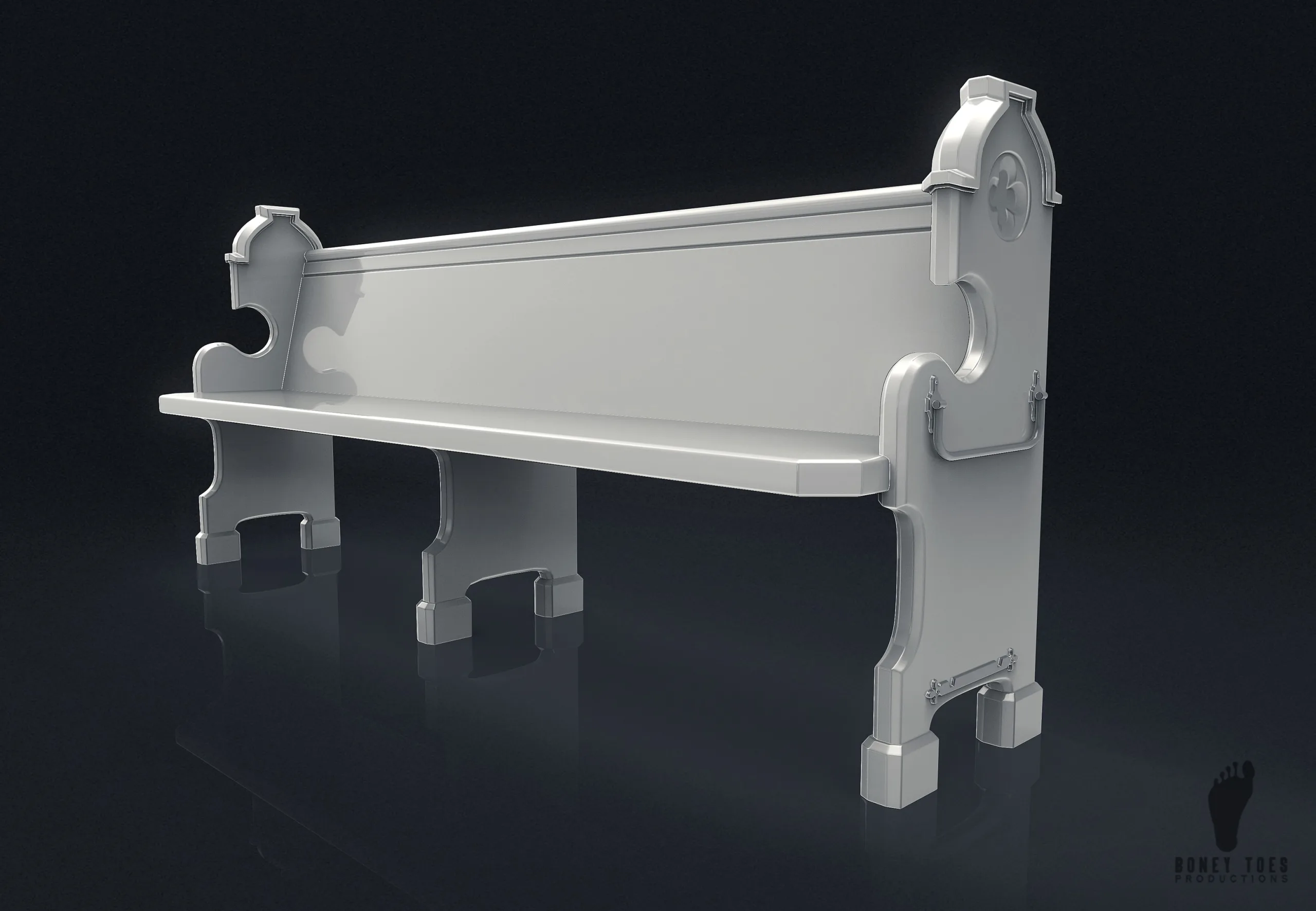 3D Church Pew Bench - High Poly