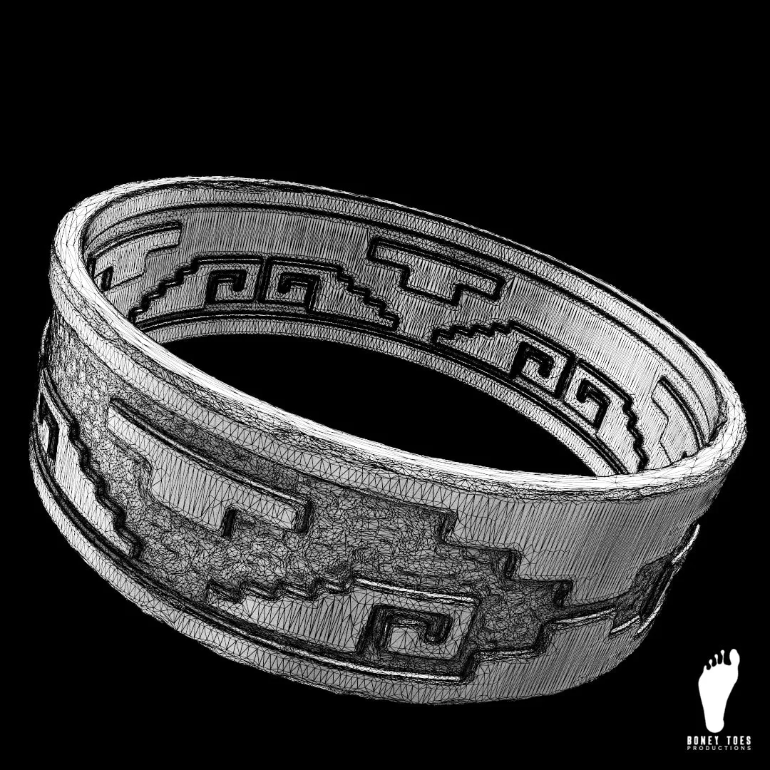 3D Aztec Ring - High Poly