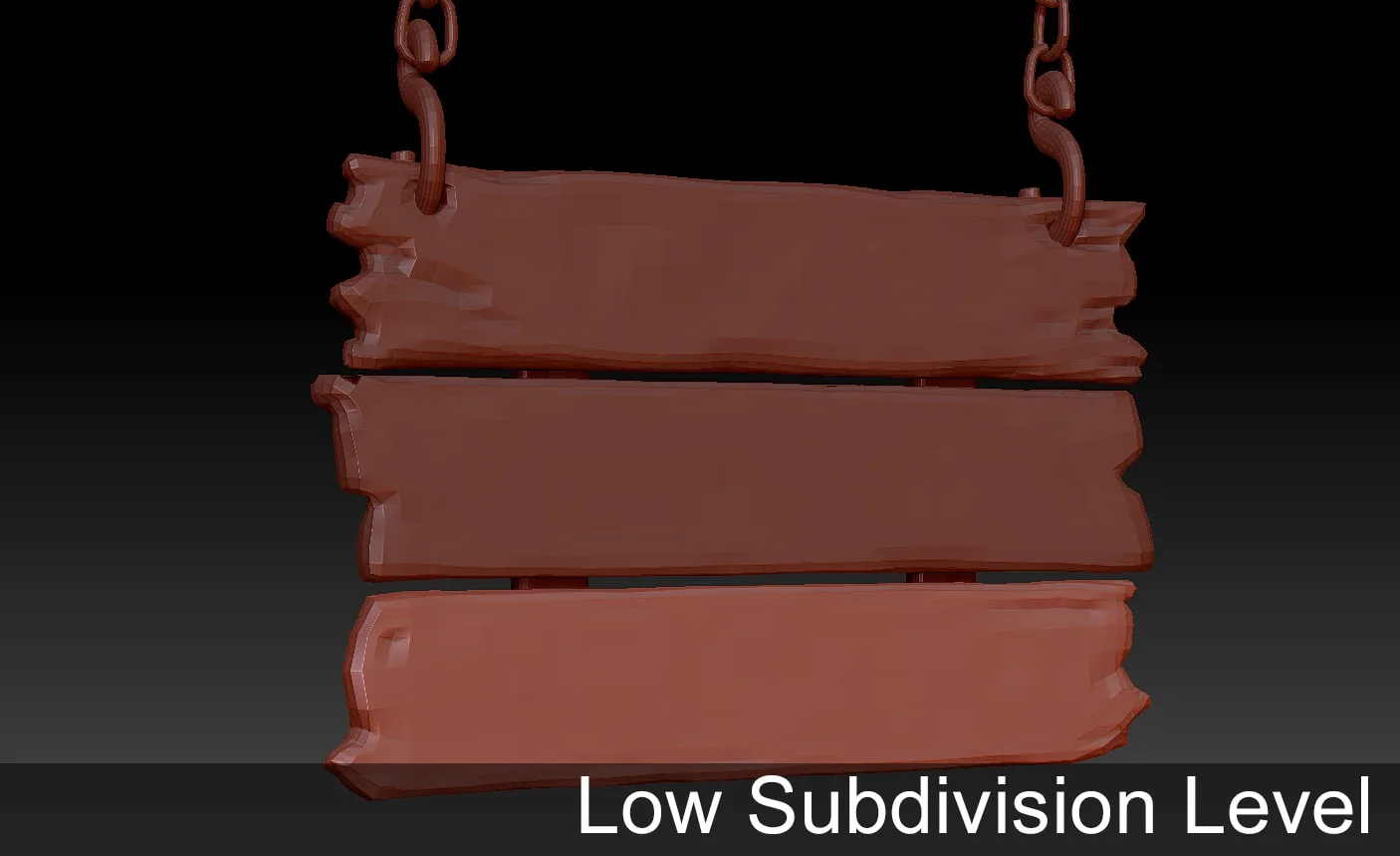 3D 3-Tier Hanging Wooden Sign - High Poly