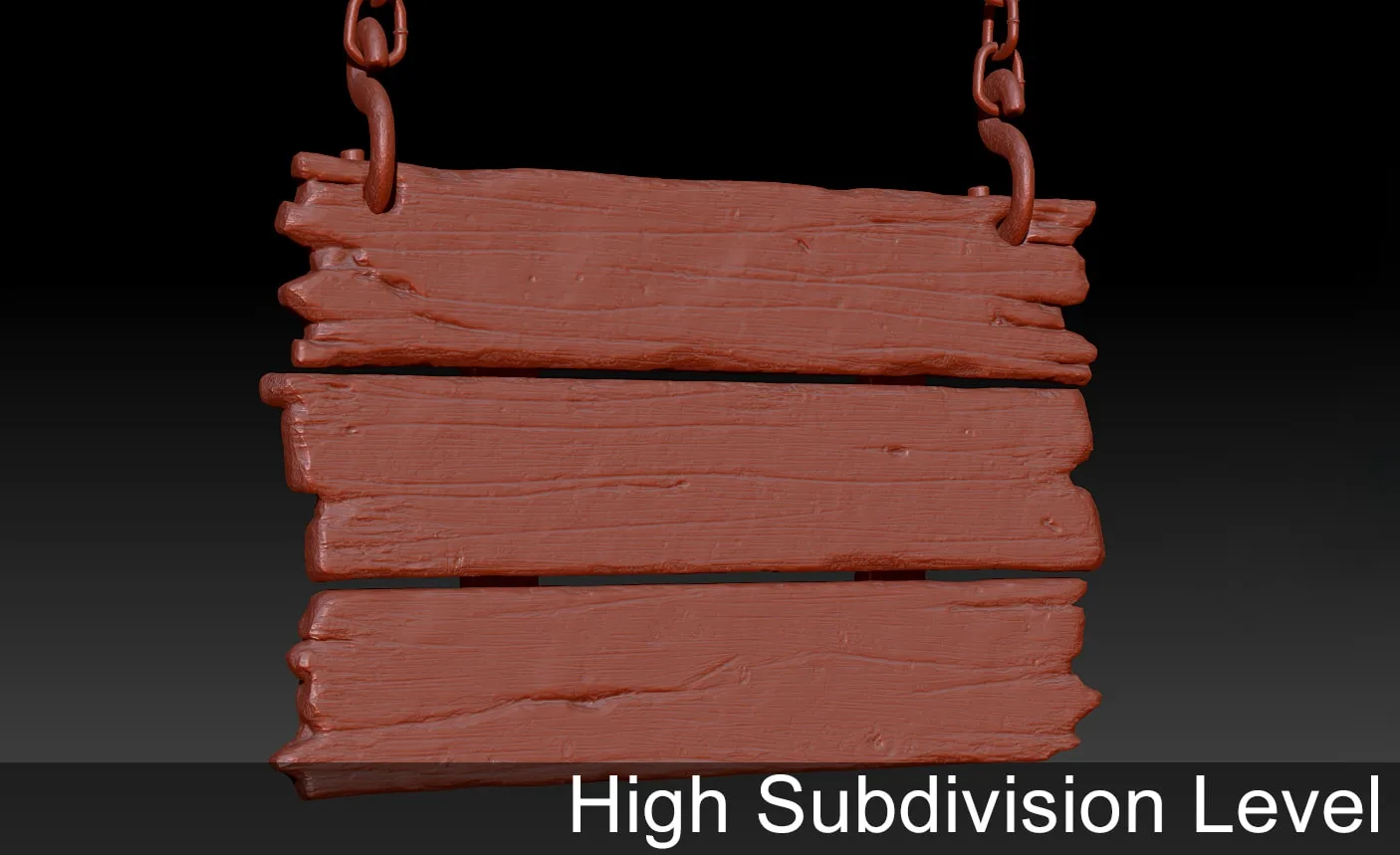 3D 3-Tier Hanging Wooden Sign - High Poly