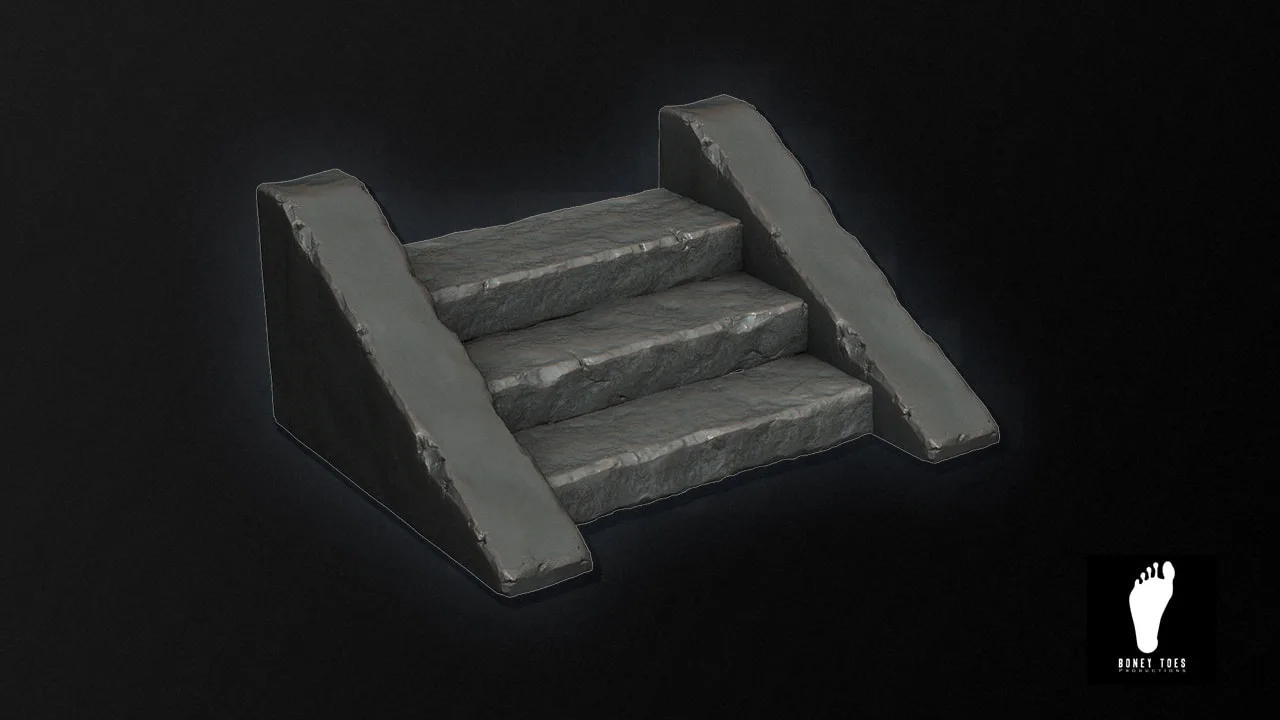 3D Stone Staircase - High Poly