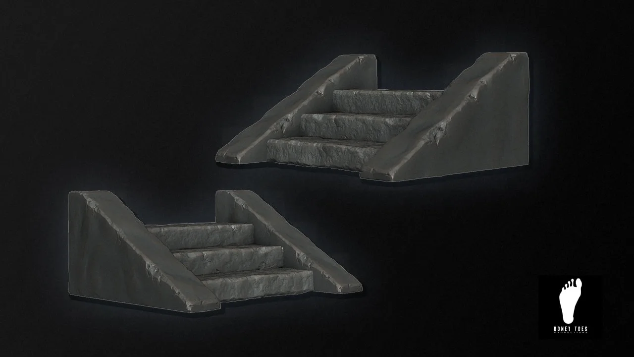 3D Stone Staircase - High Poly