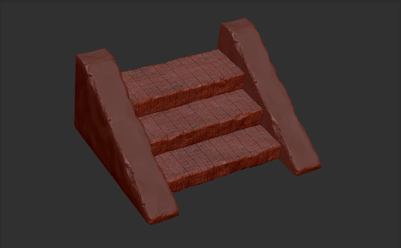 3D Stone Staircase - High Poly