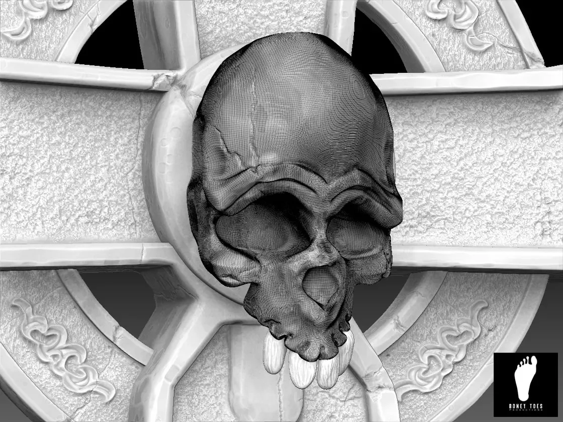 3D Skull Tombstone - High Poly