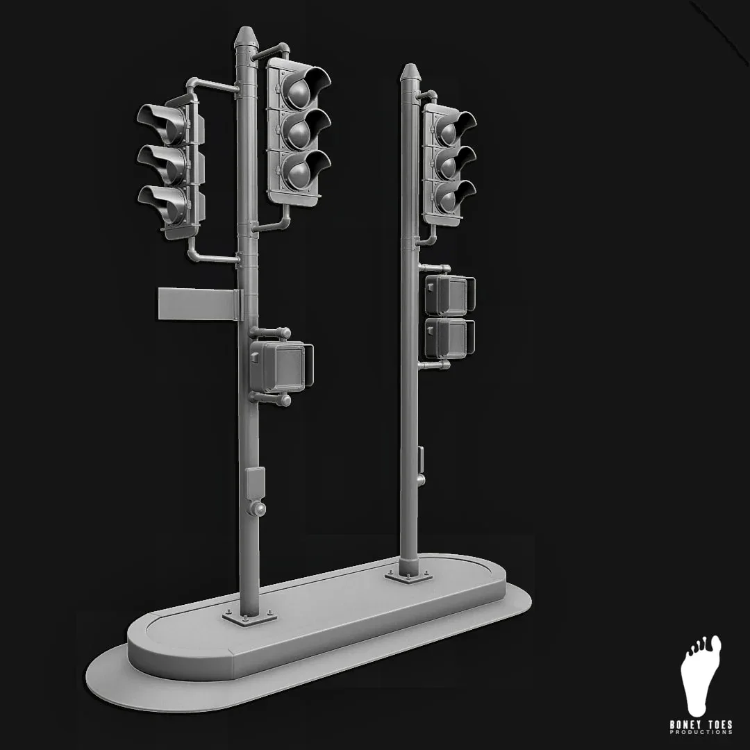 3D Traffic Signal Lights - High Poly