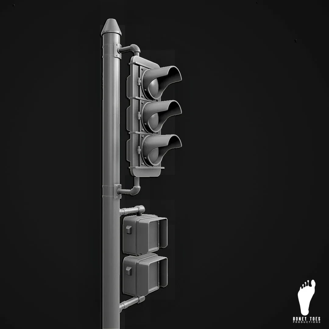 3D Traffic Signal Lights - High Poly