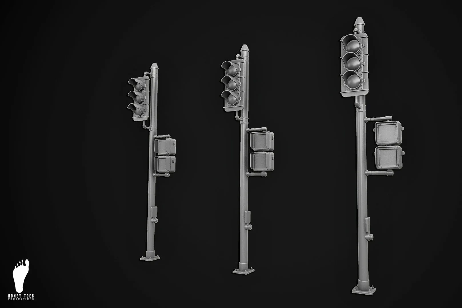 3D Traffic Signal Lights - High Poly