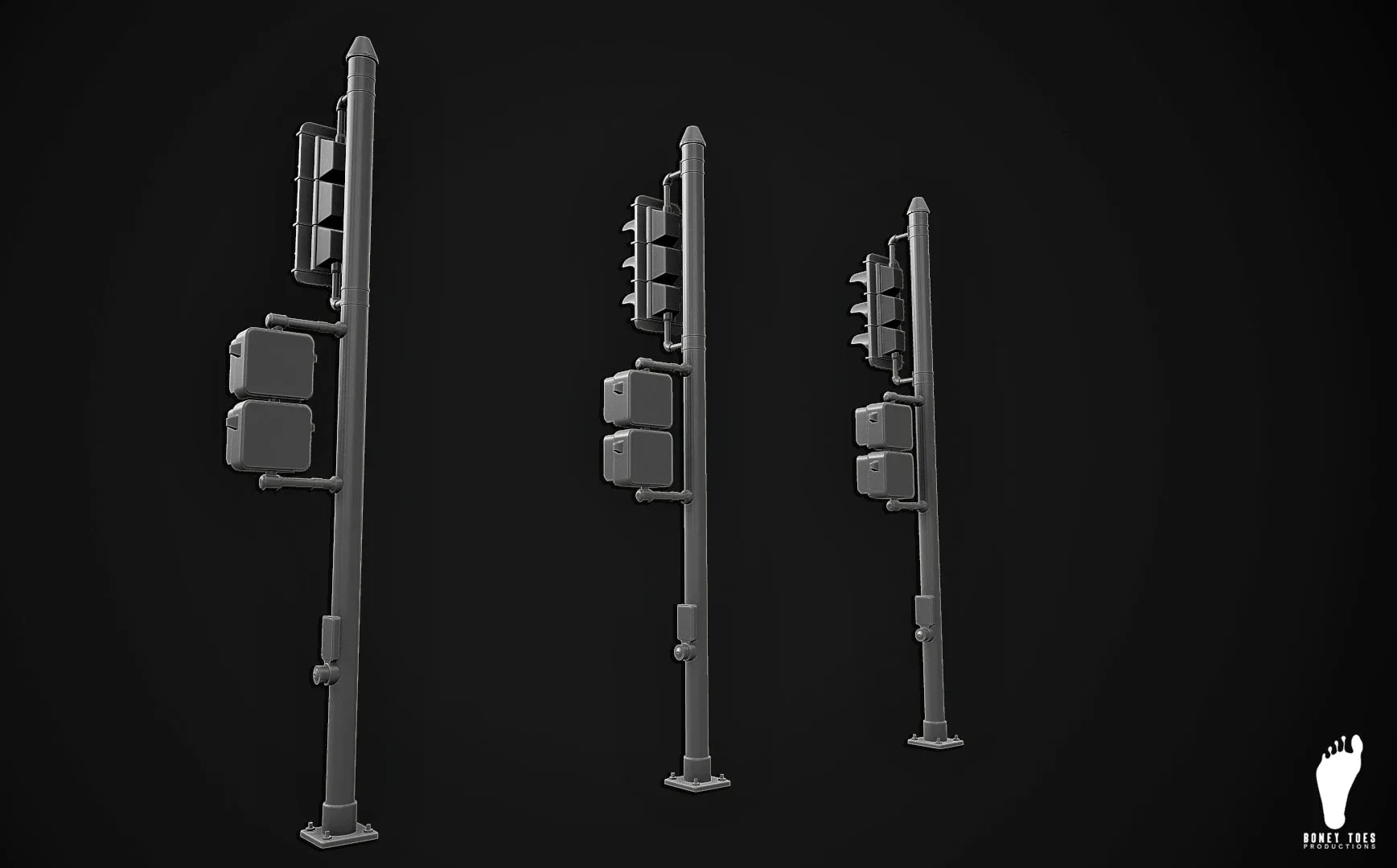 3D Traffic Signal Lights - High Poly