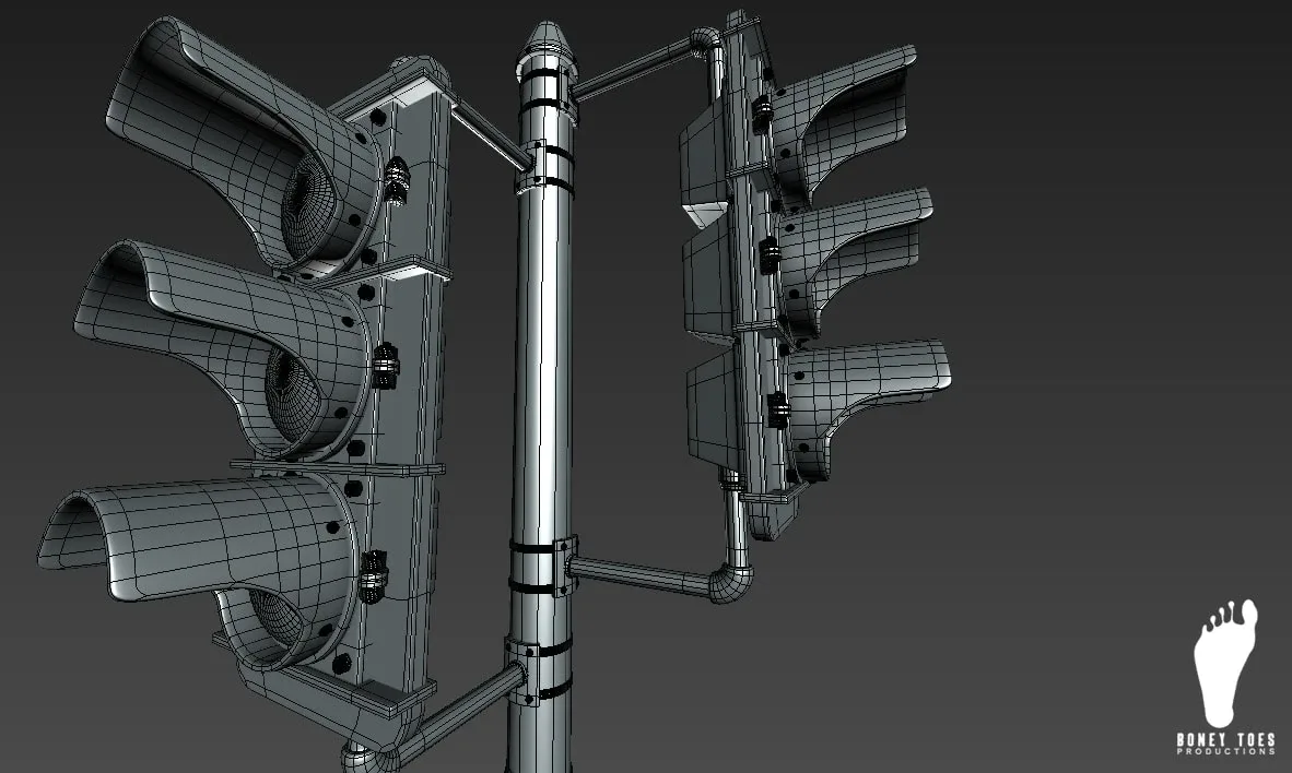 3D Traffic Signal Lights - High Poly