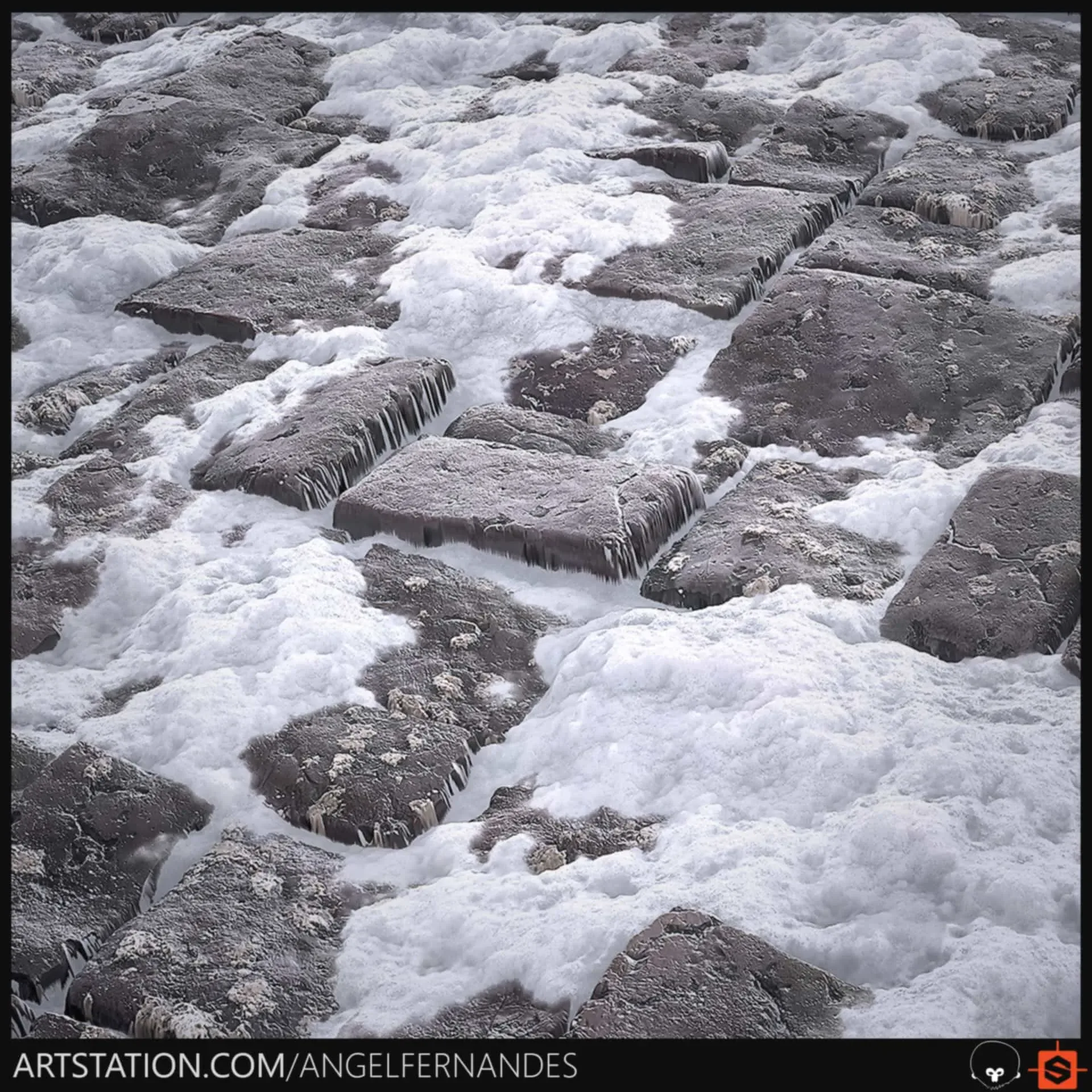 Stone Floor With Snow - Substance Designer