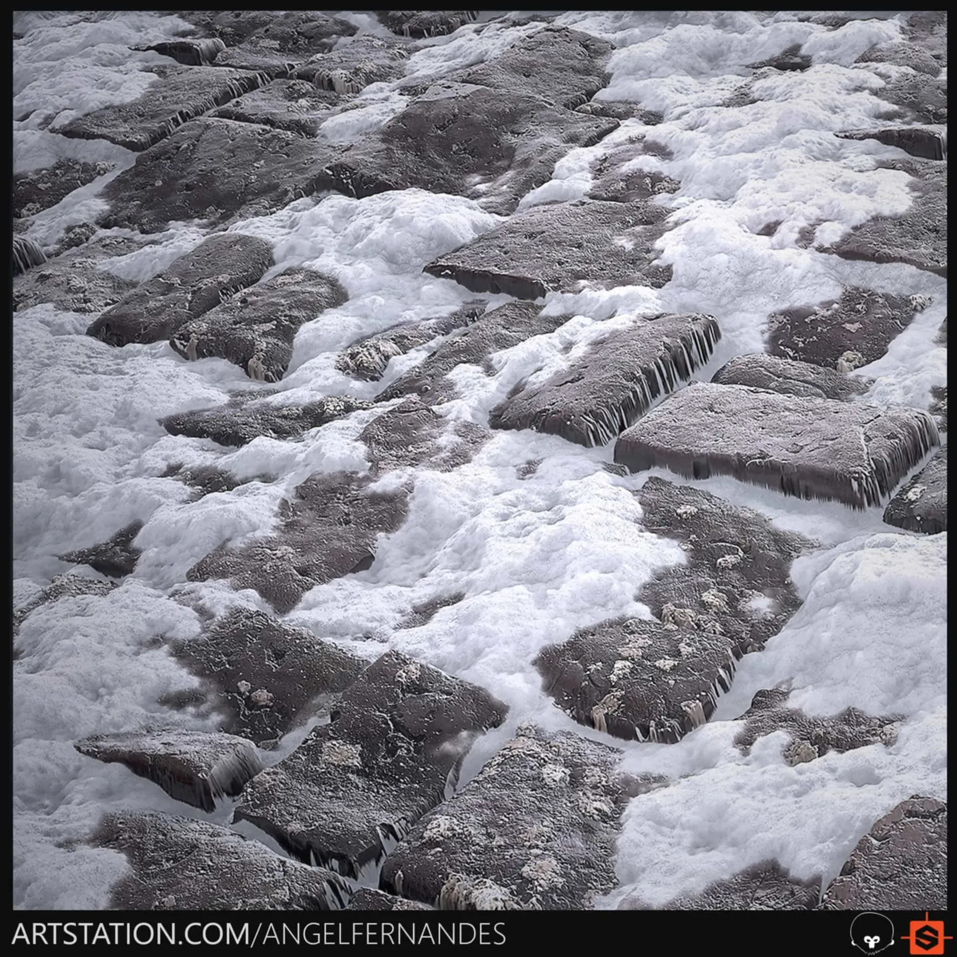 Stone Floor With Snow - Substance Designer