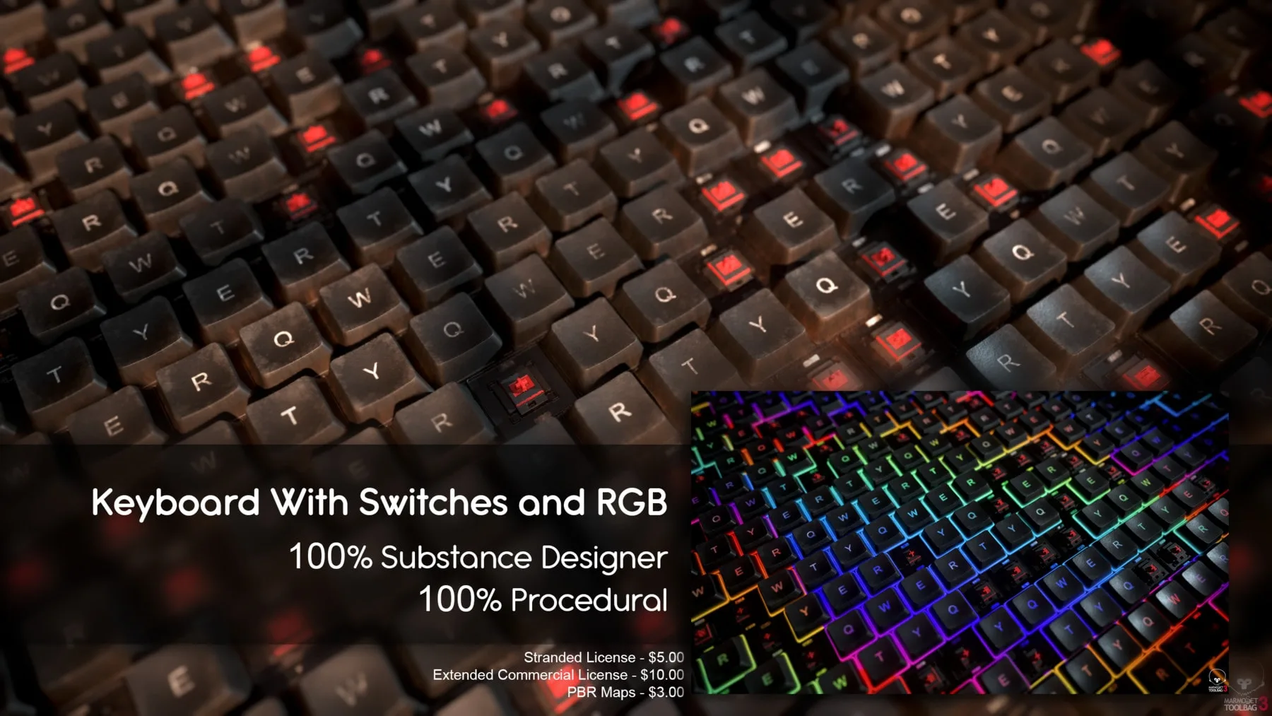 Keyboard Material - Substance Designer - 100% Procedural