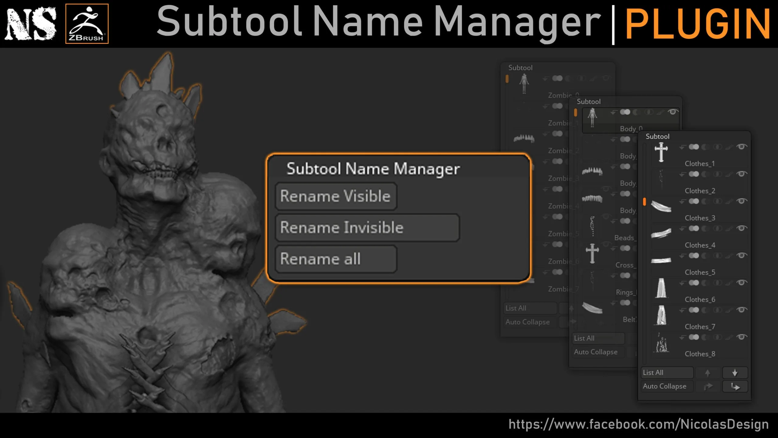 Zbrush - Subtool Name Manager