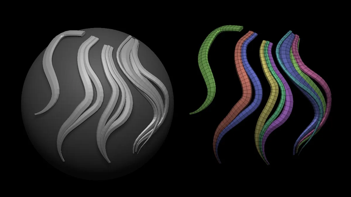 ZBrush Hair Strands 1 / Insert Multi-Mesh Curve Brush.