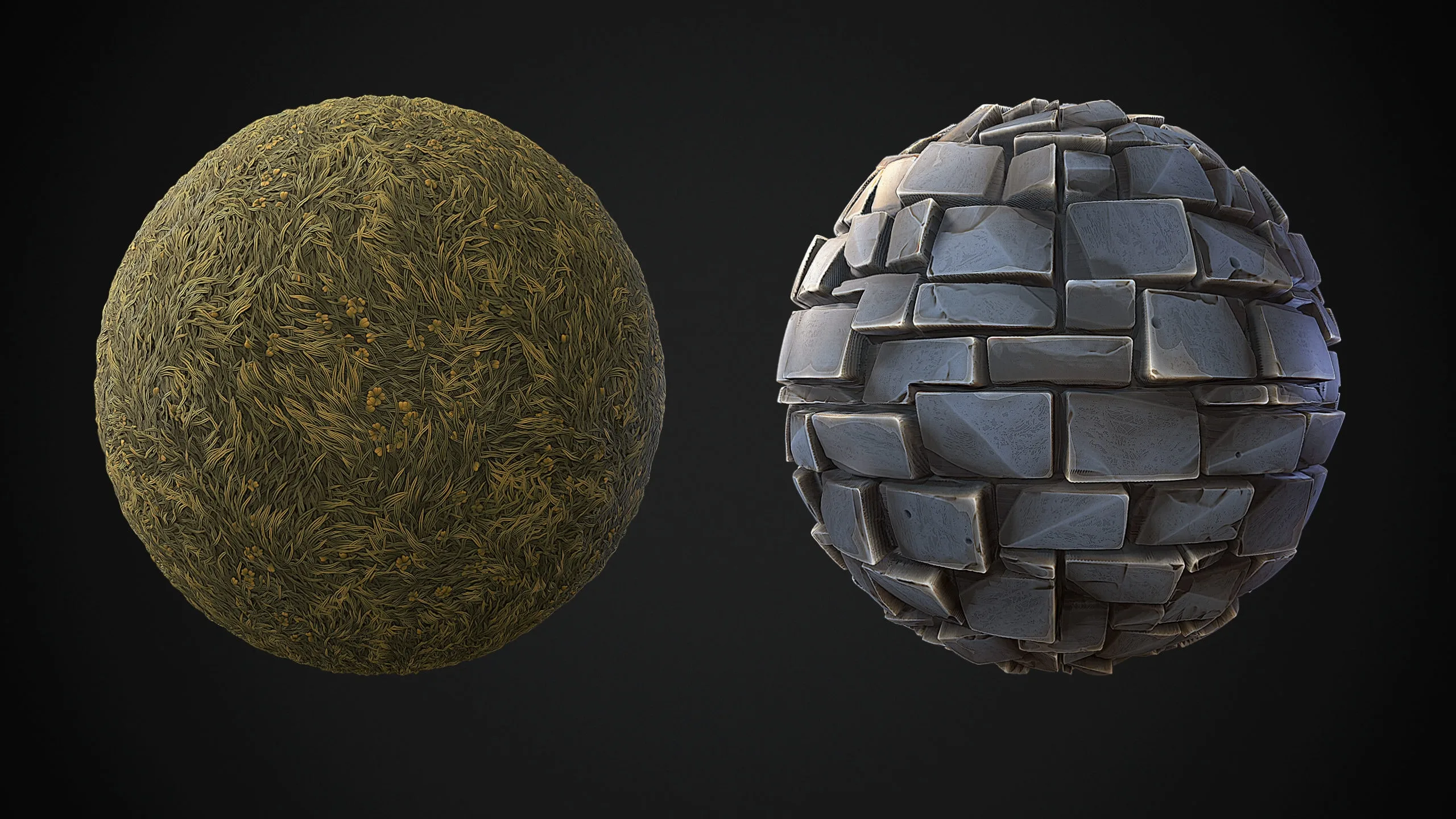 Stylized Material Pack - Rocks/cliff, Cobble, Bricks & Grass