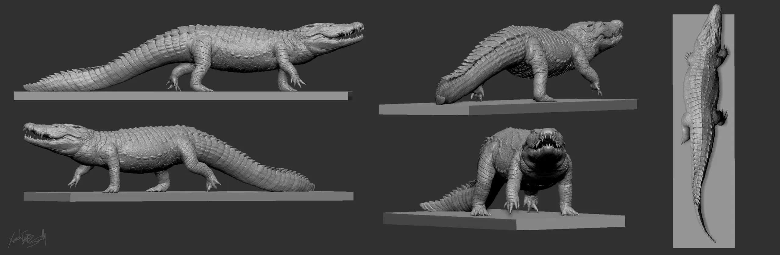 Nile Crocodile 3D Model Decimated - Walking Pose