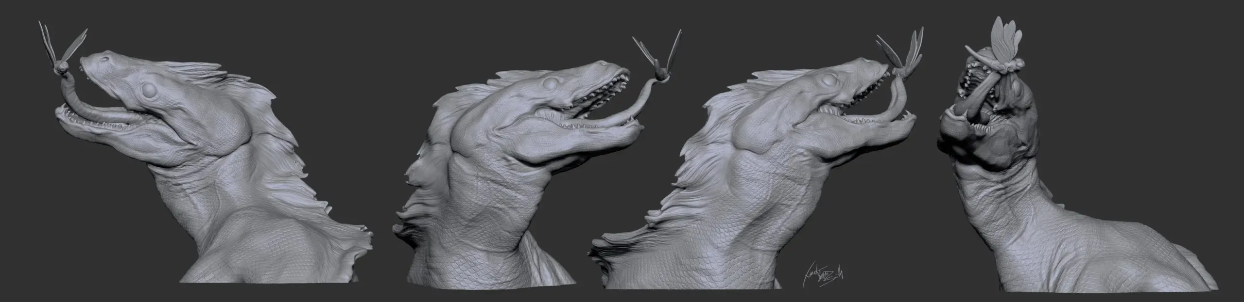 Raptor Dinosaur Bust 3D Print Sculpture