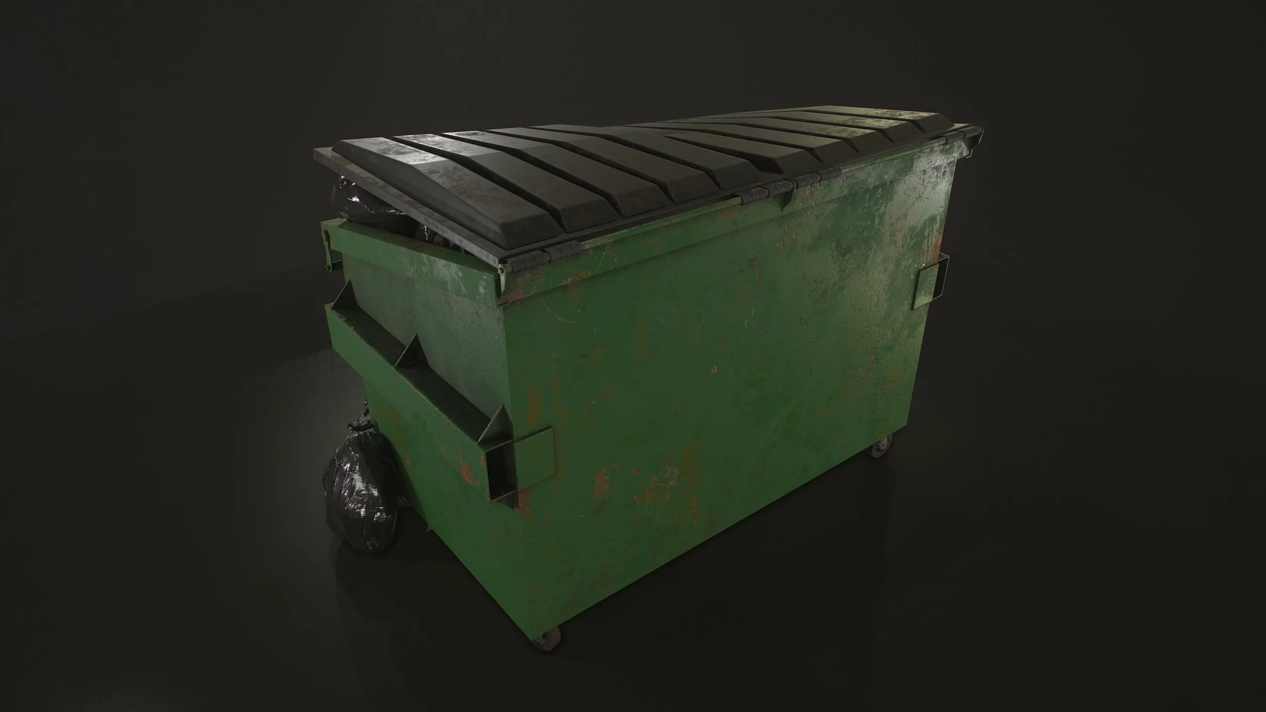 Dumpster with Garbage Bags - Low Poly