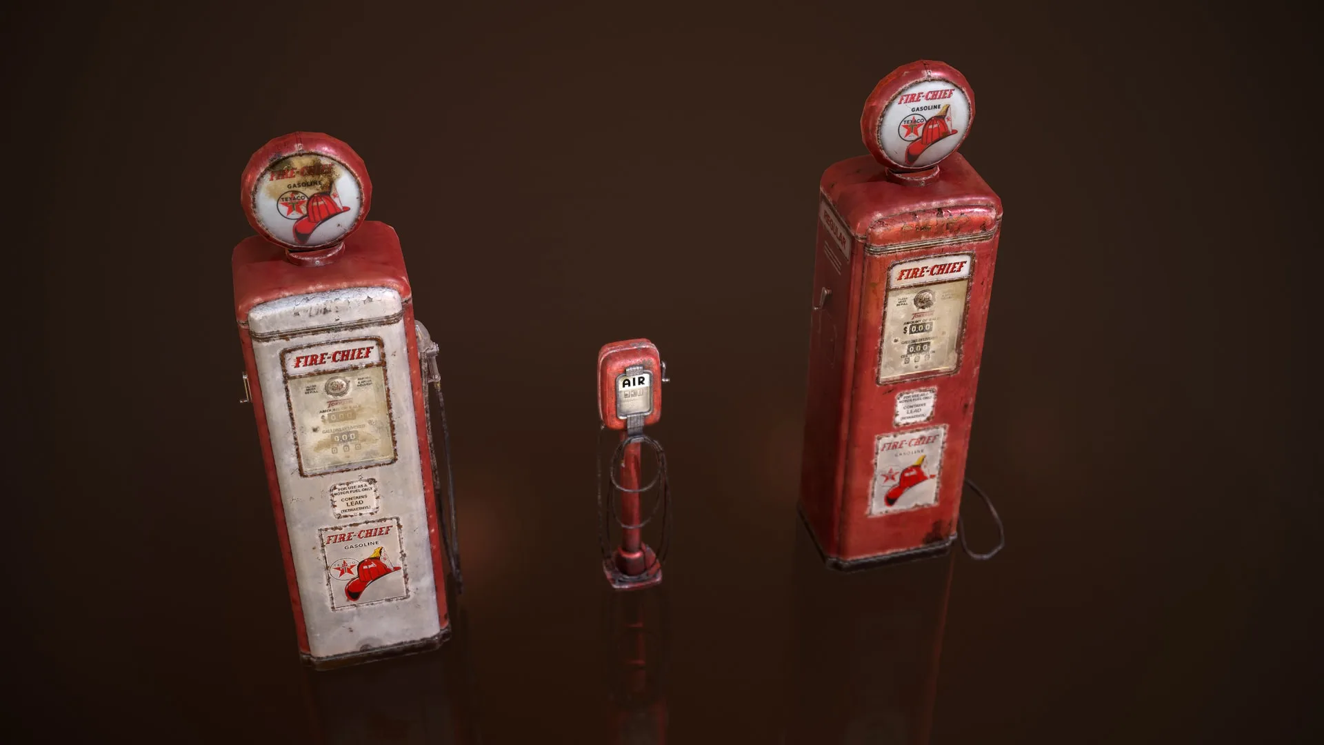 Old Gas & Air Pumps - Low Poly