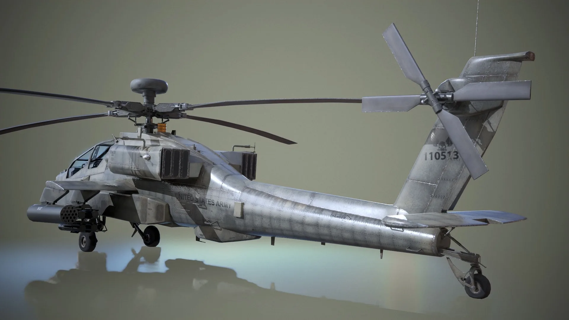 AH-64D Apache Longbow Helicopter - Low Poly